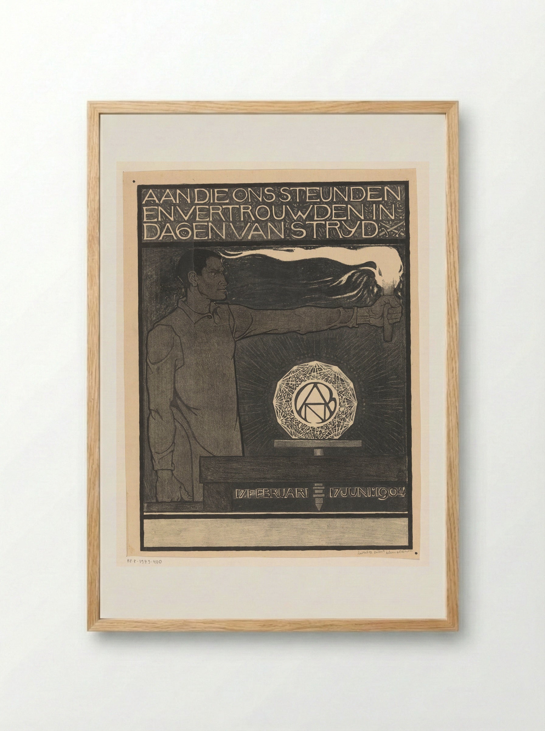 Man Holding a Torch - Richard Nicolaüs Roland Holst - Framed Print Wood