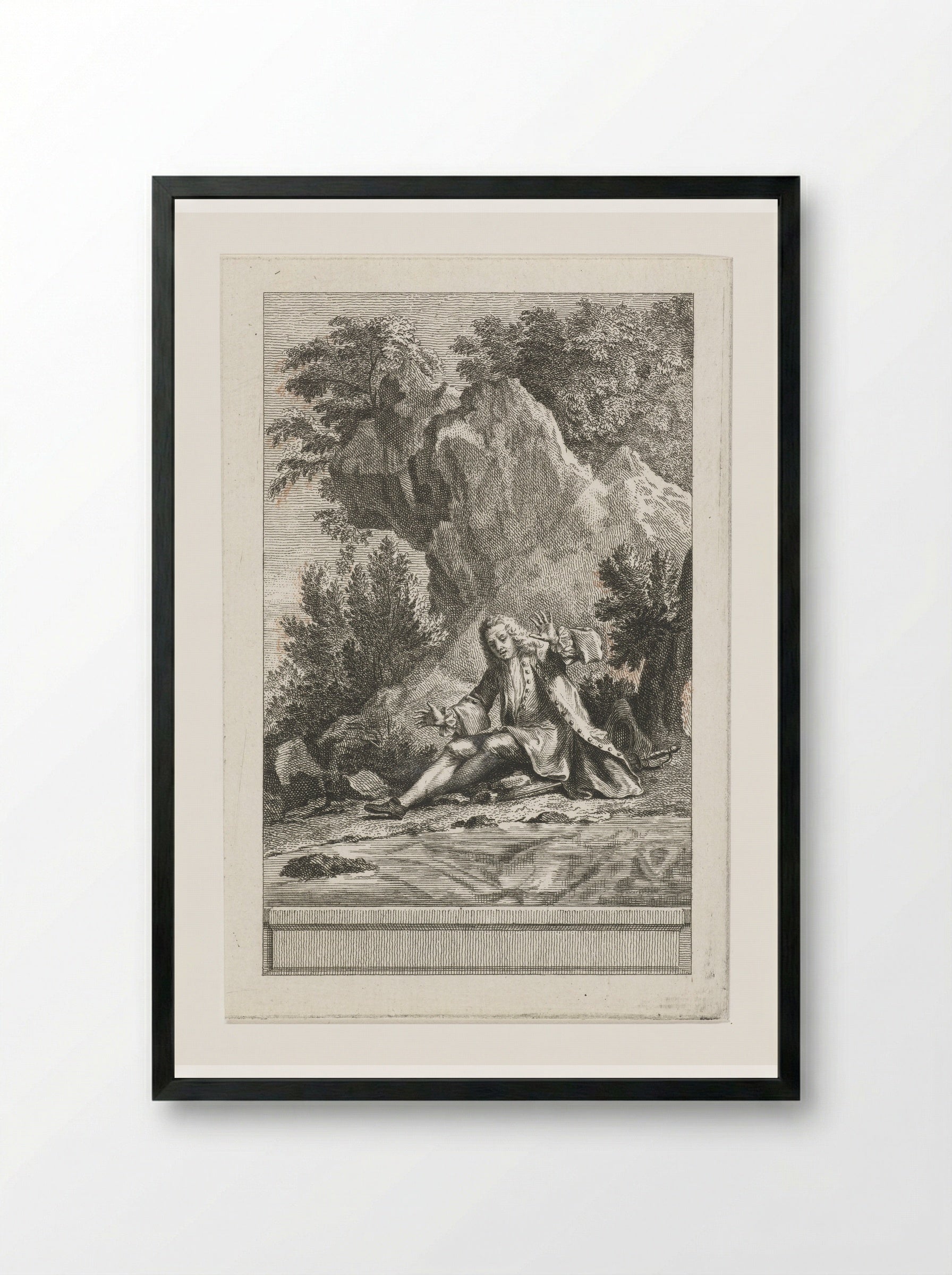 Man Looking at His Reflection in the Water - Abraham Delfos - Framed Print Black