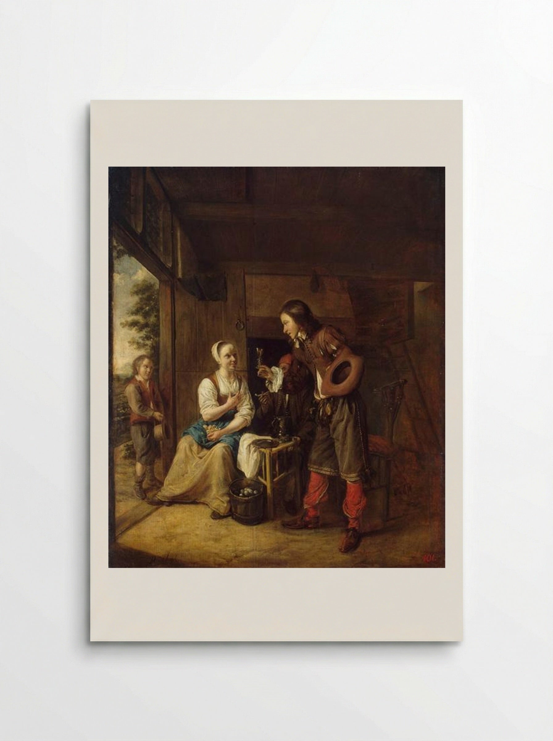 Man Offering a Glass of Wine to a Woman - Pieter de Hooch - Poster