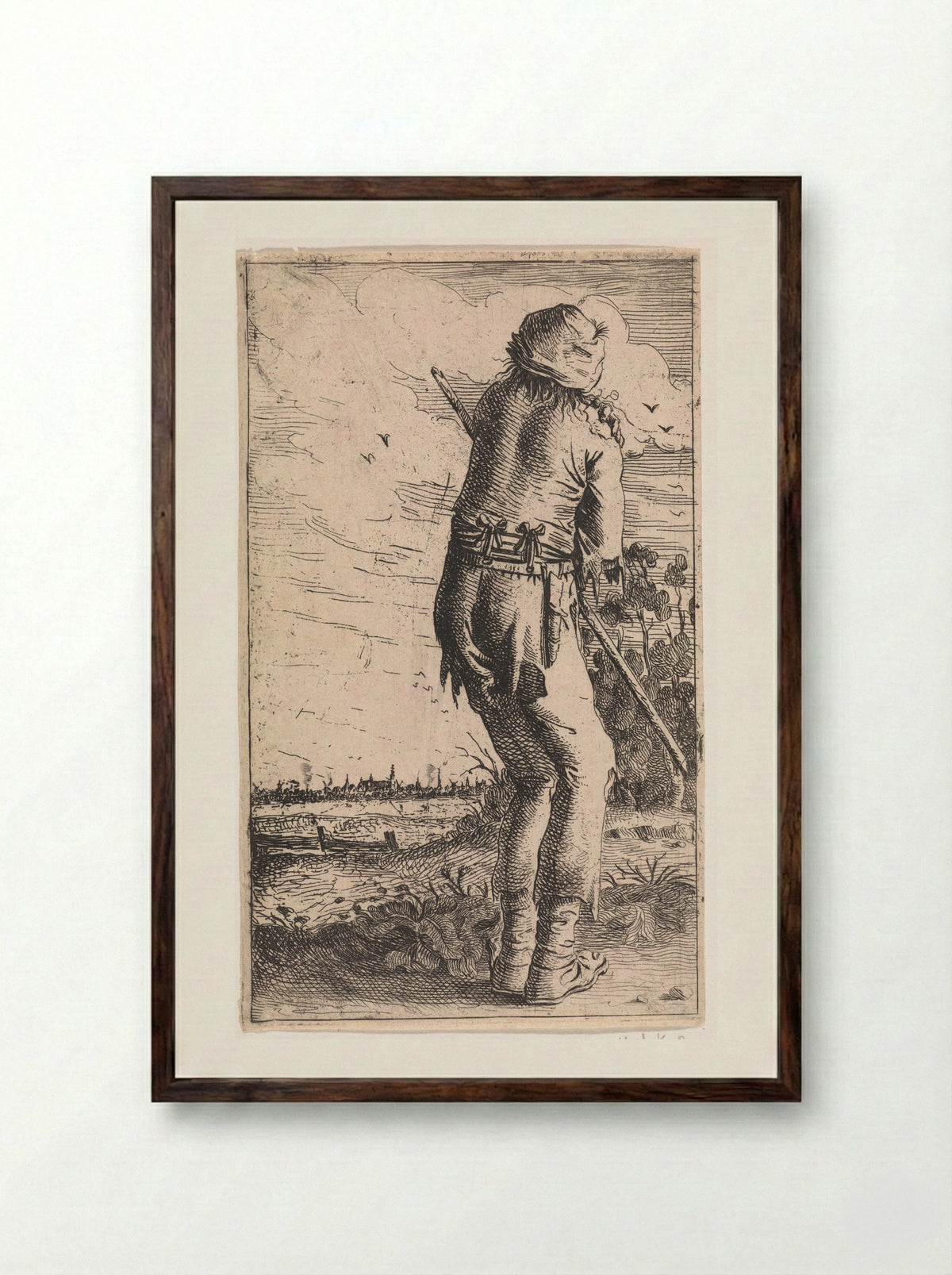 Man Scratching His Shoulder - Aert van Waes - Framed Print Dark Wood