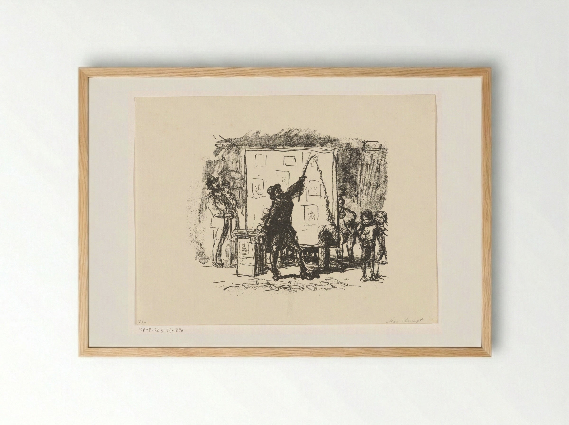 Man Showing Prints at a Market - Max Slevogt - Framed Print Wood
