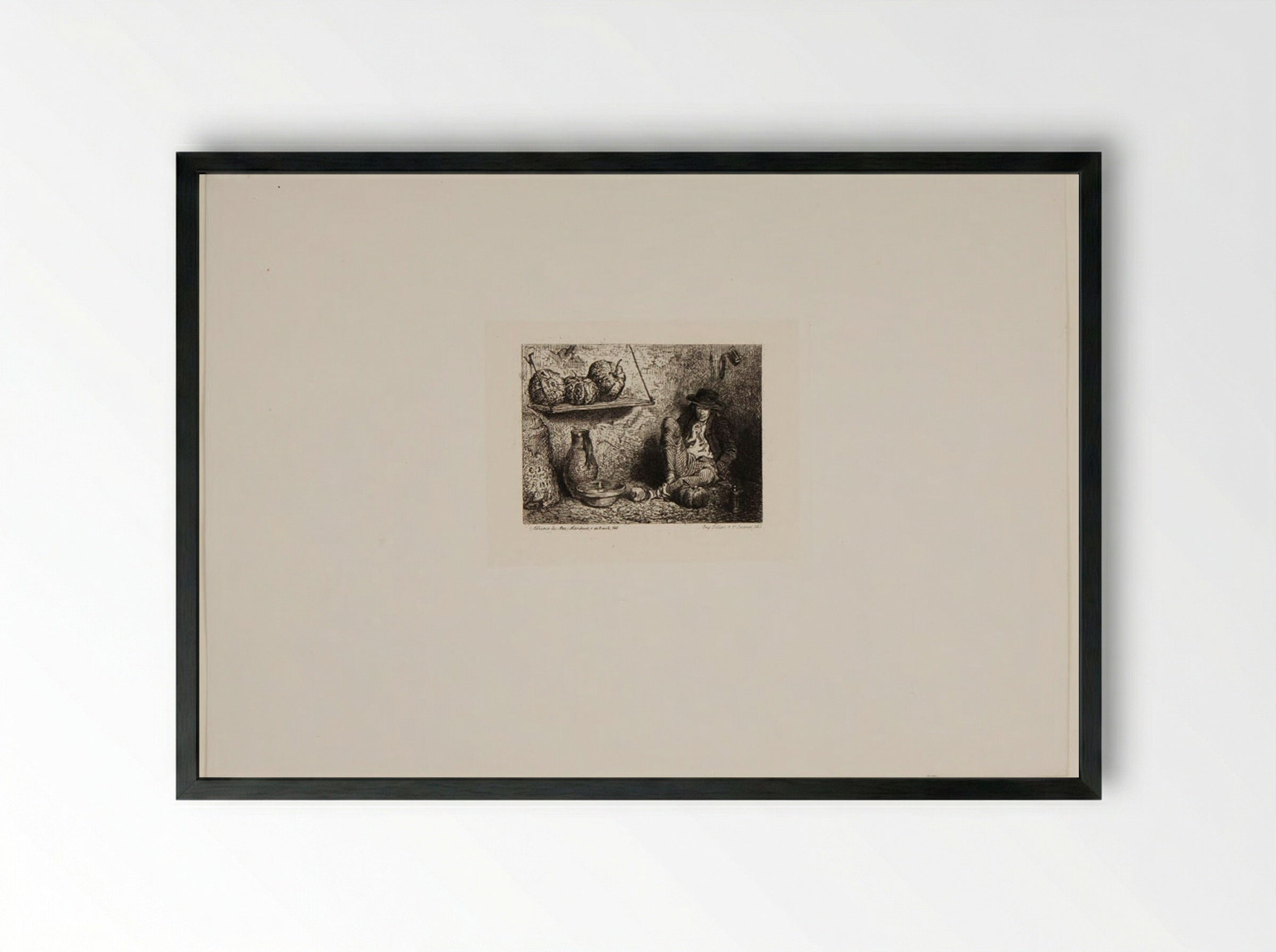 Man Smoking (Melon Peddler) - Charles-Émile Jacque - Framed Print Black