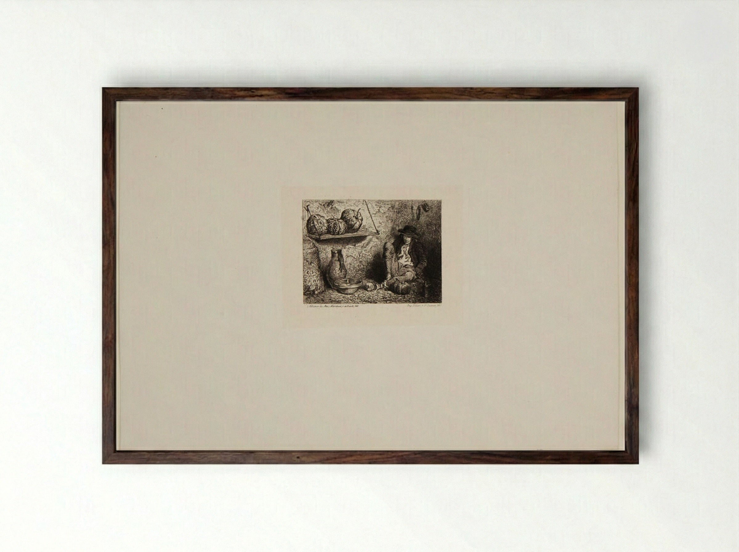 Man Smoking (Melon Peddler) - Charles-Émile Jacque - Framed Print Dark Wood