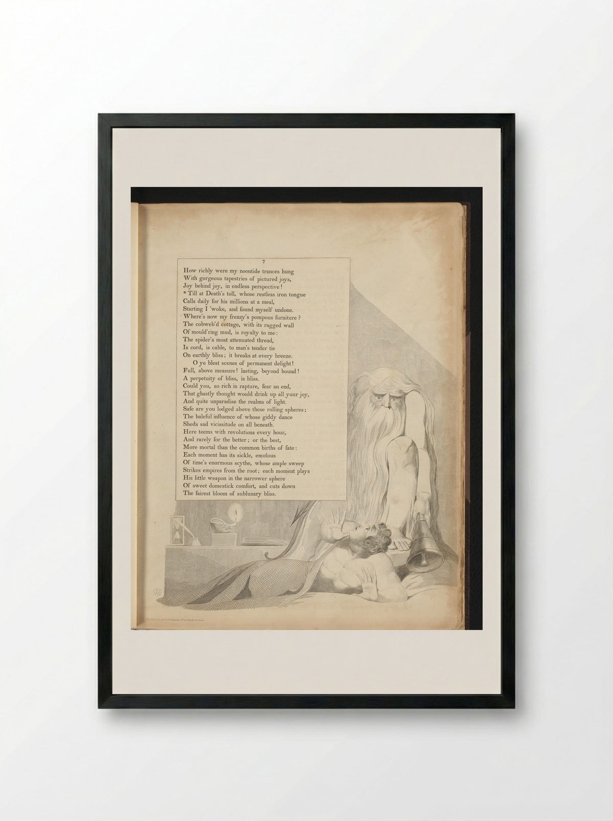 Man Startled by a Bearded Man with a Bell - William Blake - Framed Print Black