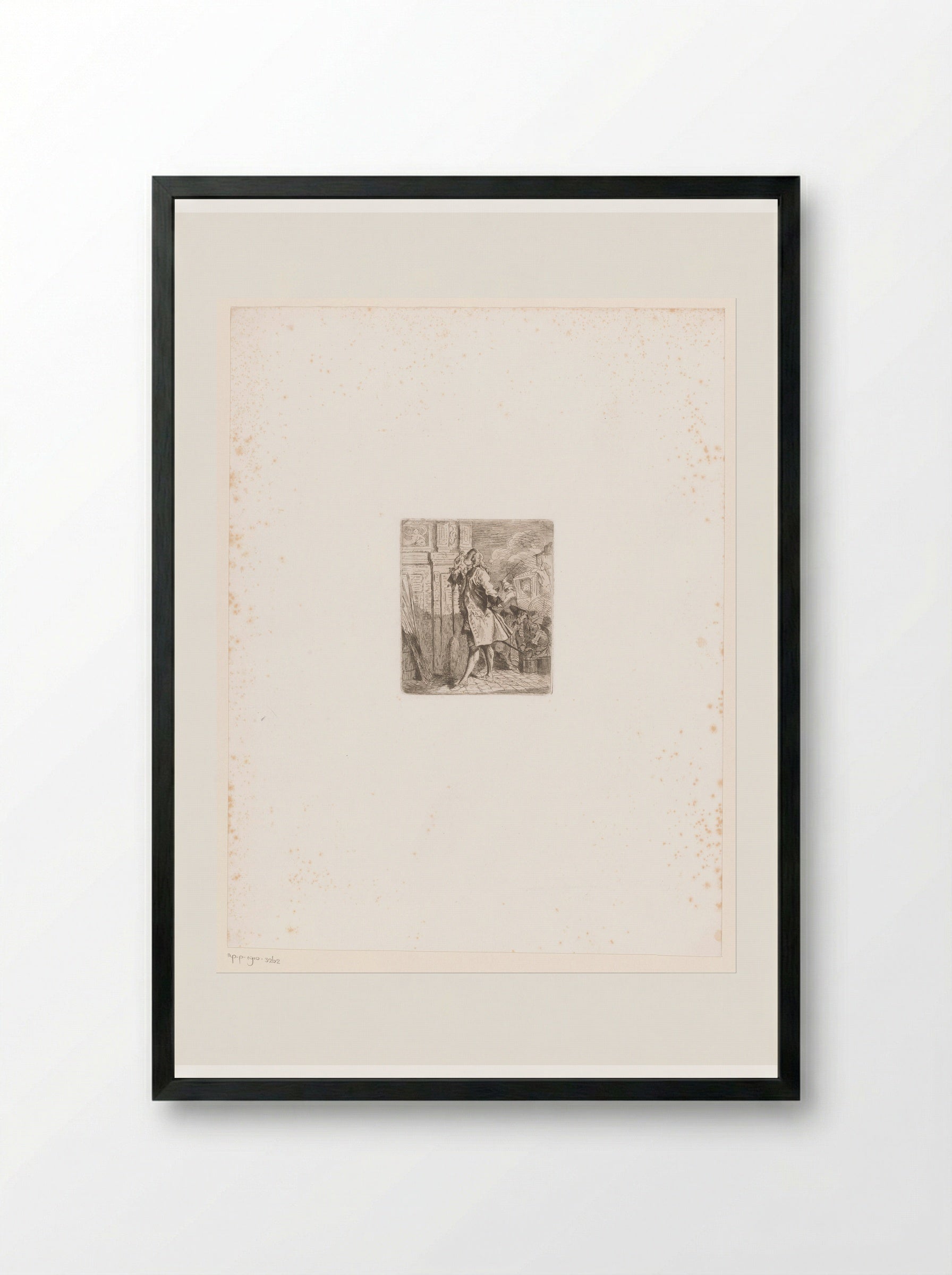 Man Studying Architectural Details, a Carriage in the Background - Léopold Flameng - Framed Print Black