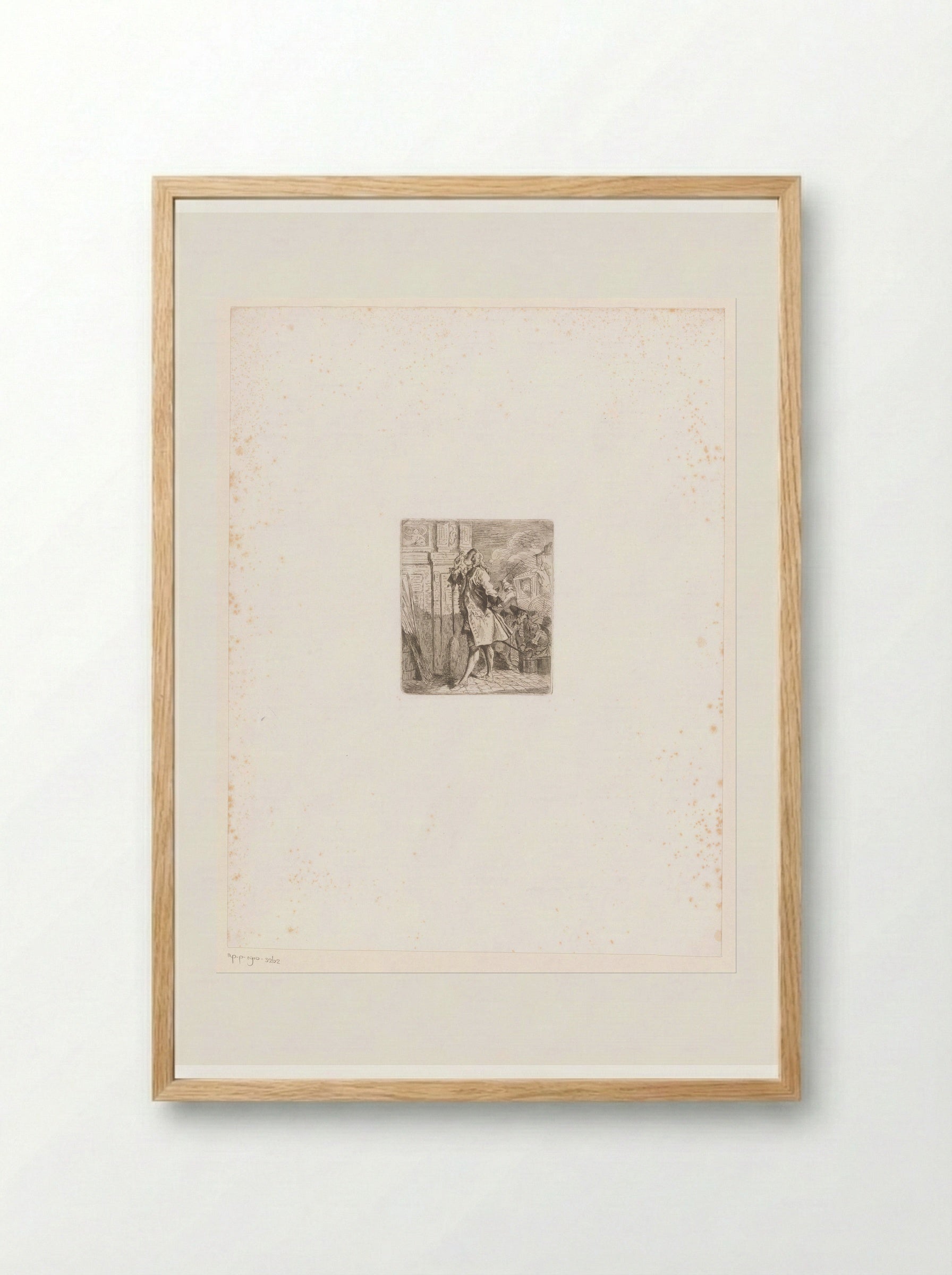 Man Studying Architectural Details, a Carriage in the Background - Léopold Flameng - Framed Print Wood