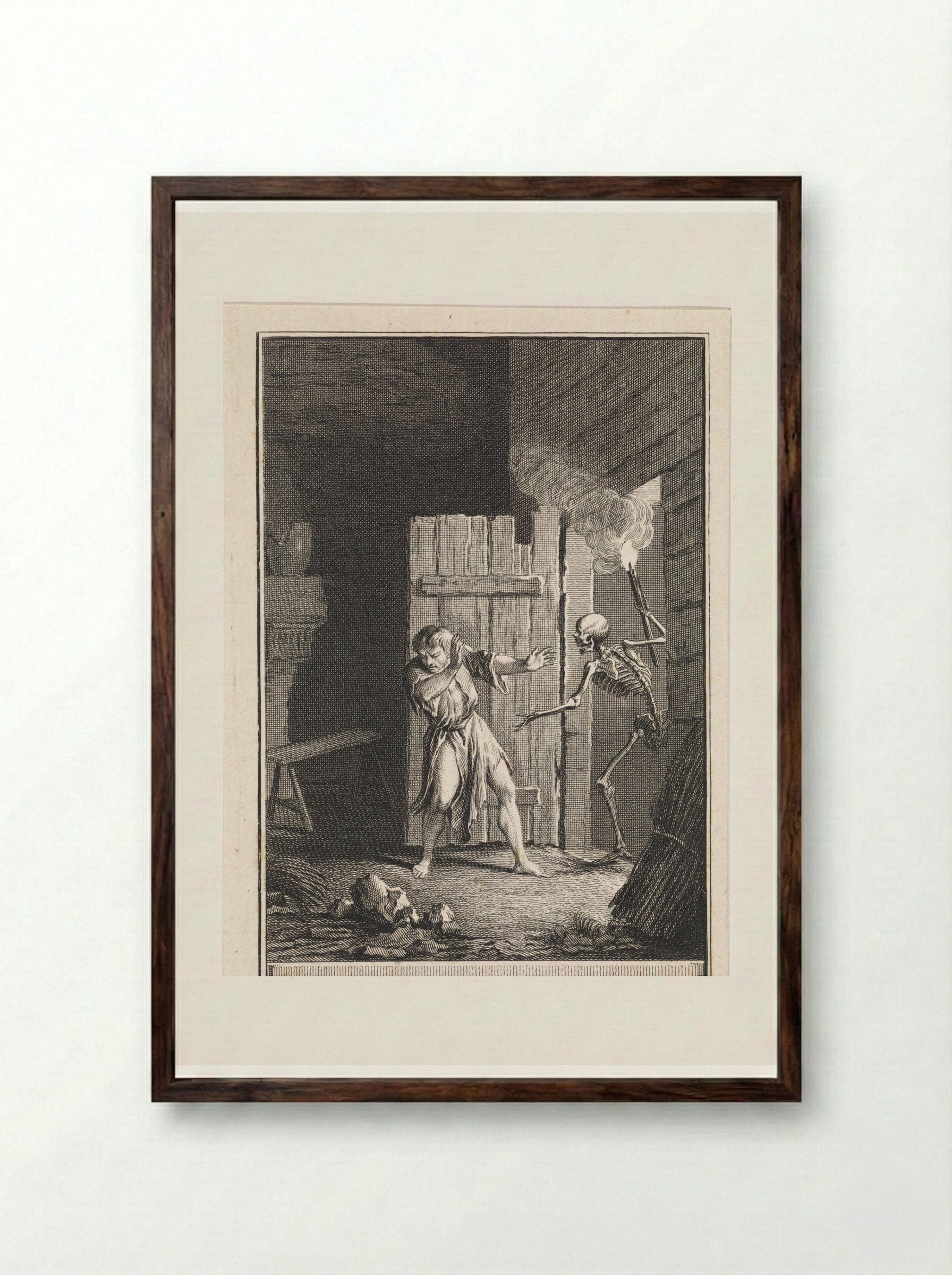 Man Surprised by Death - Jan Punt - Framed Print Dark Wood