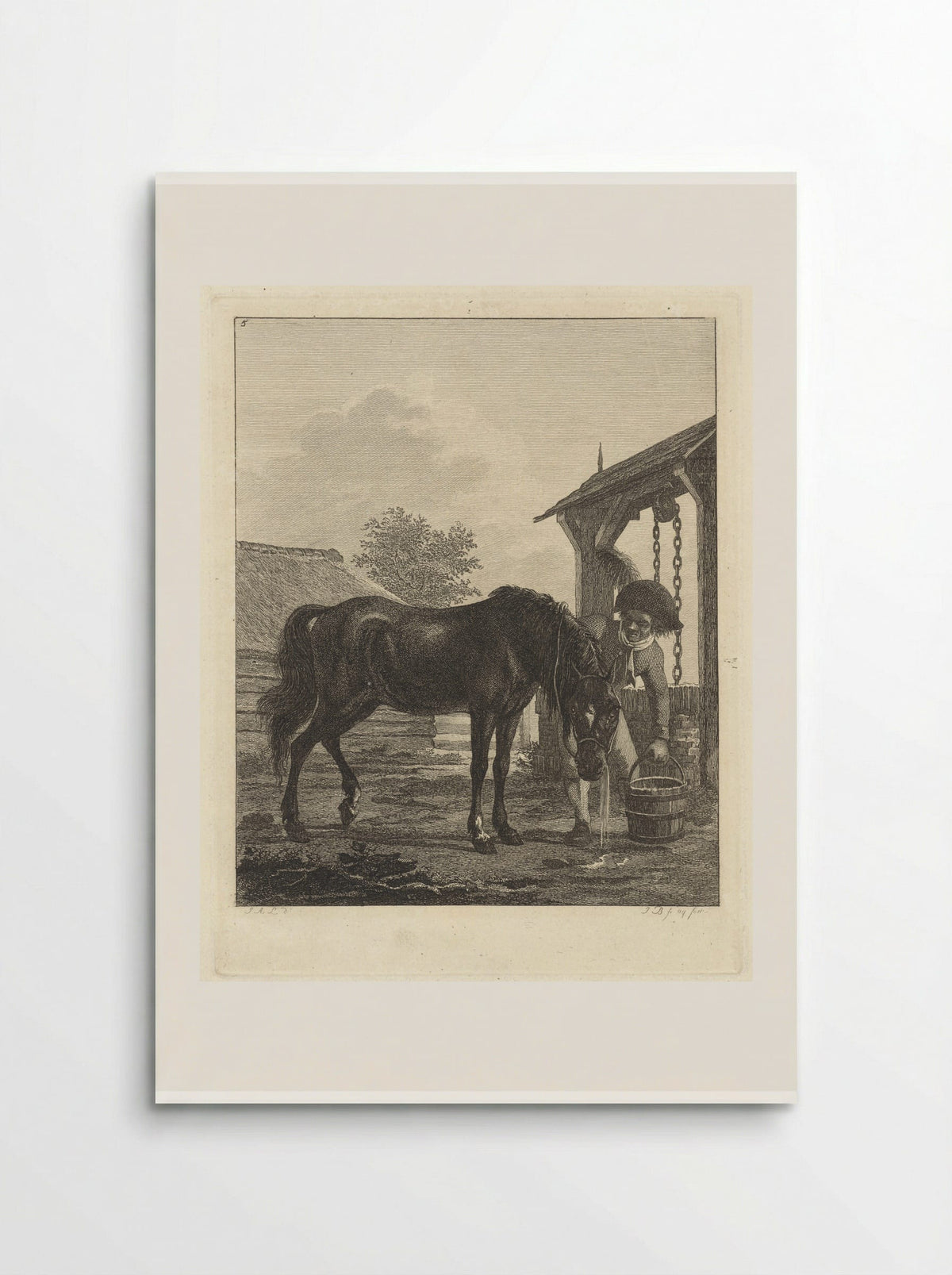 Man Watering a Horse at a Well - Joannes Bemme - Poster