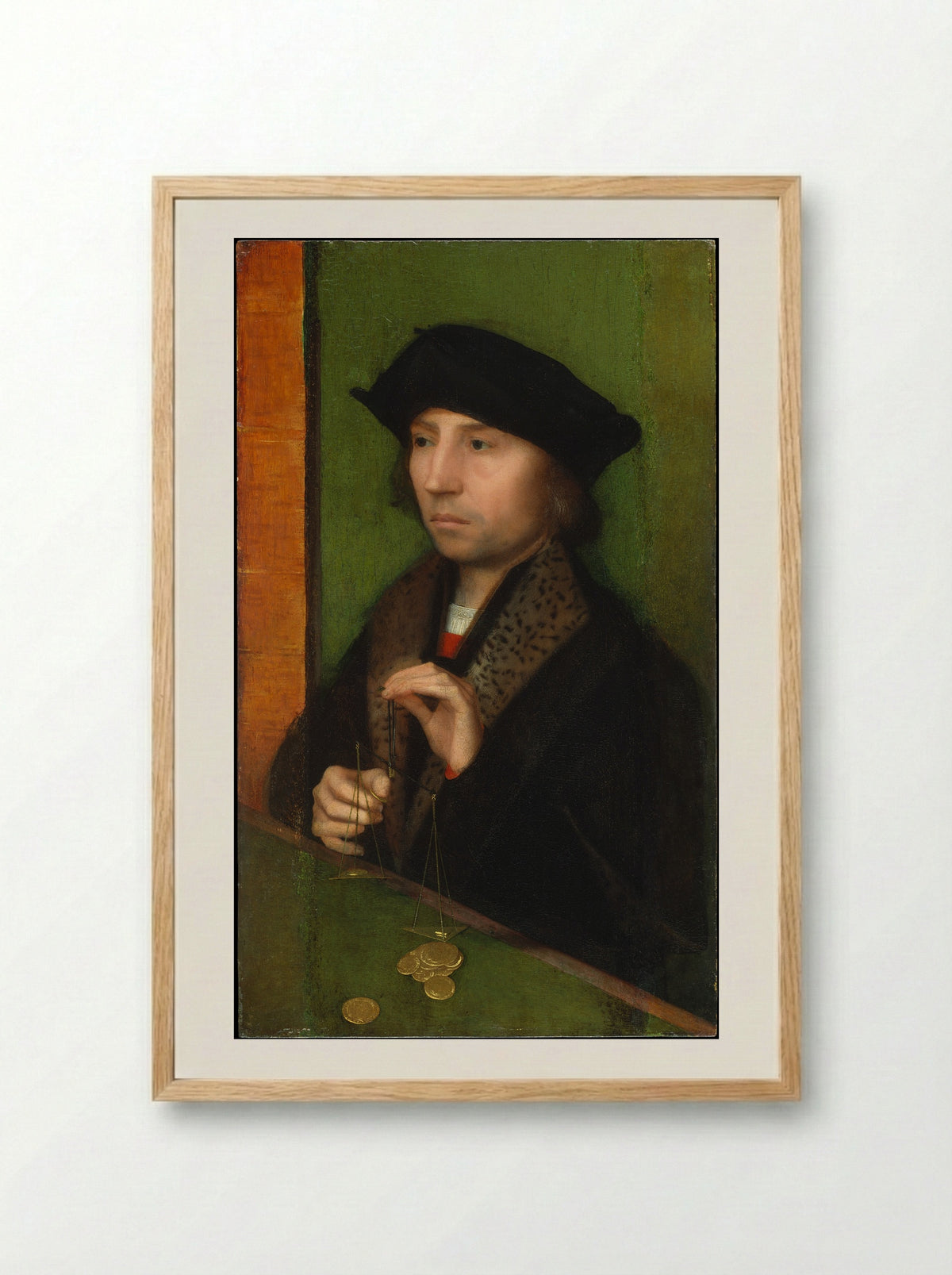 Man Weighing Gold - Adriaen Isenbrant - Framed Print Wood