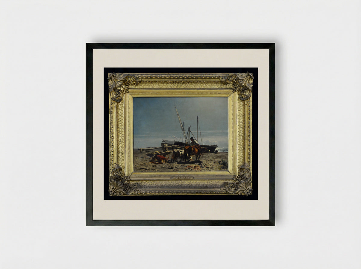 Man achterover liggend in het gras met de benen opgetrokken - Johan Daniël Koelman - Framed Print Black