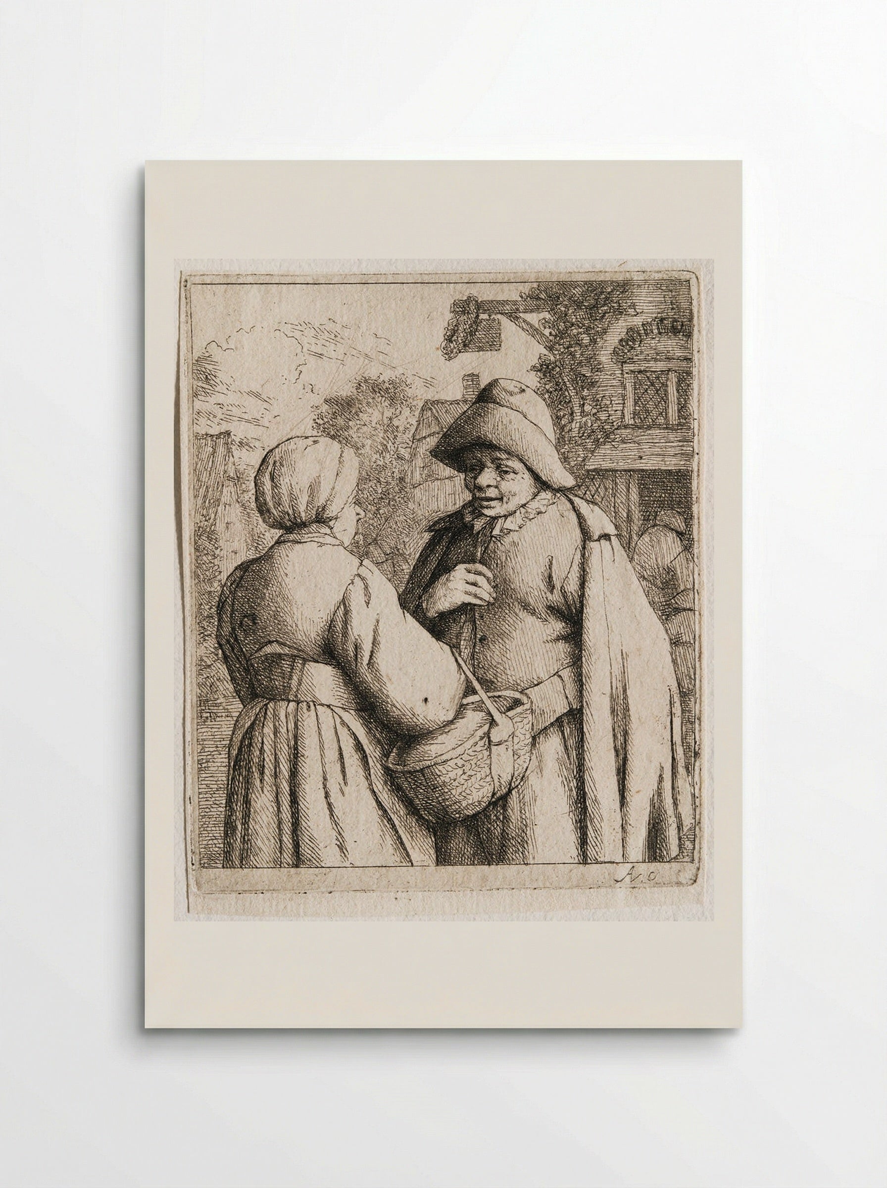 Man and Woman Conversing - Adriaen van Ostade - Poster