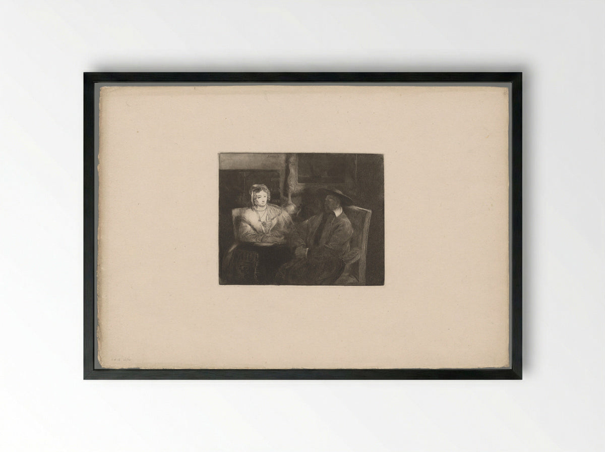 Man and Woman Seated in a Room - Andrew Geddes - Framed Print Black