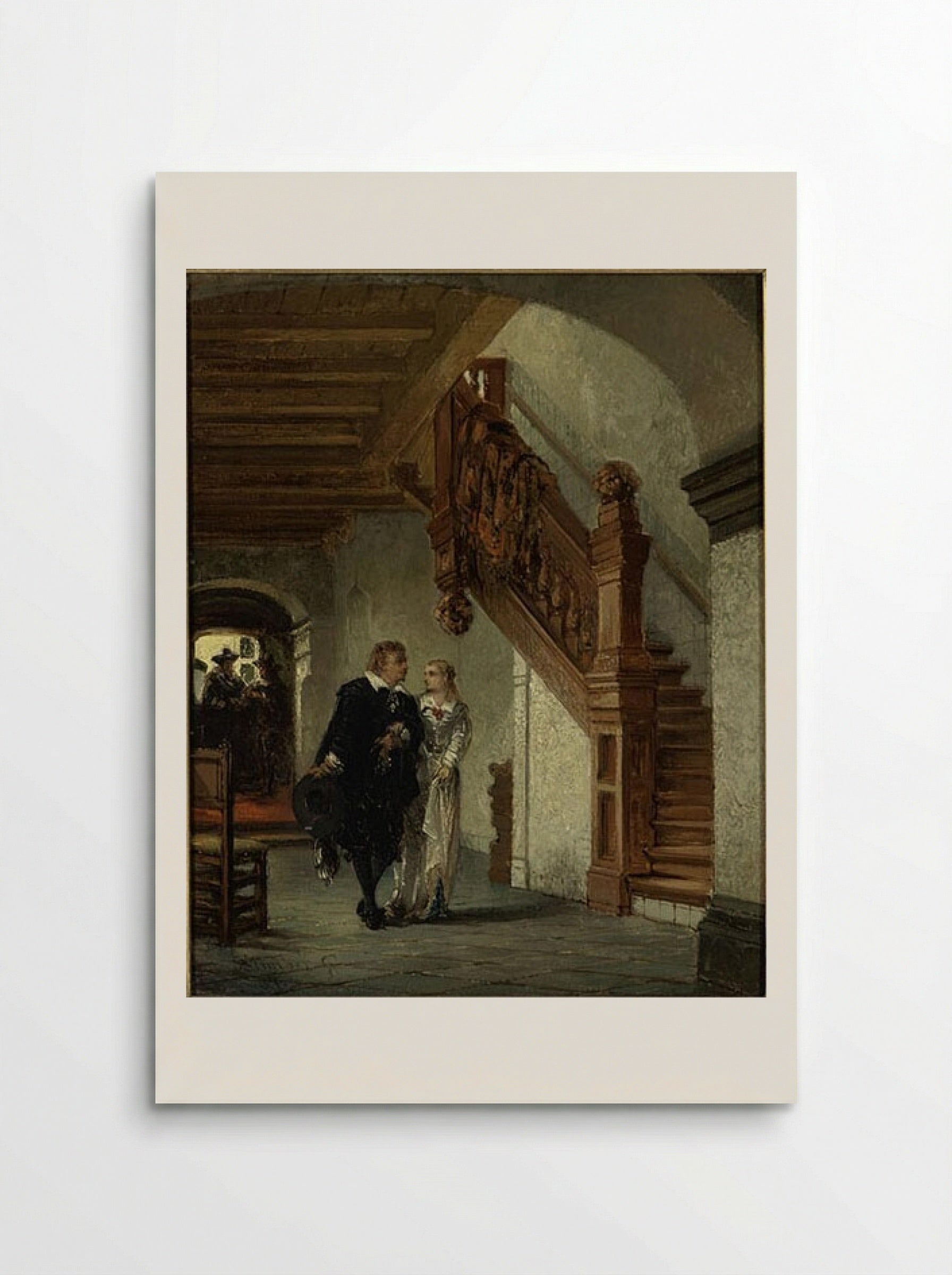 Man and Woman by a Staircase - Johannes Stroebel - Poster