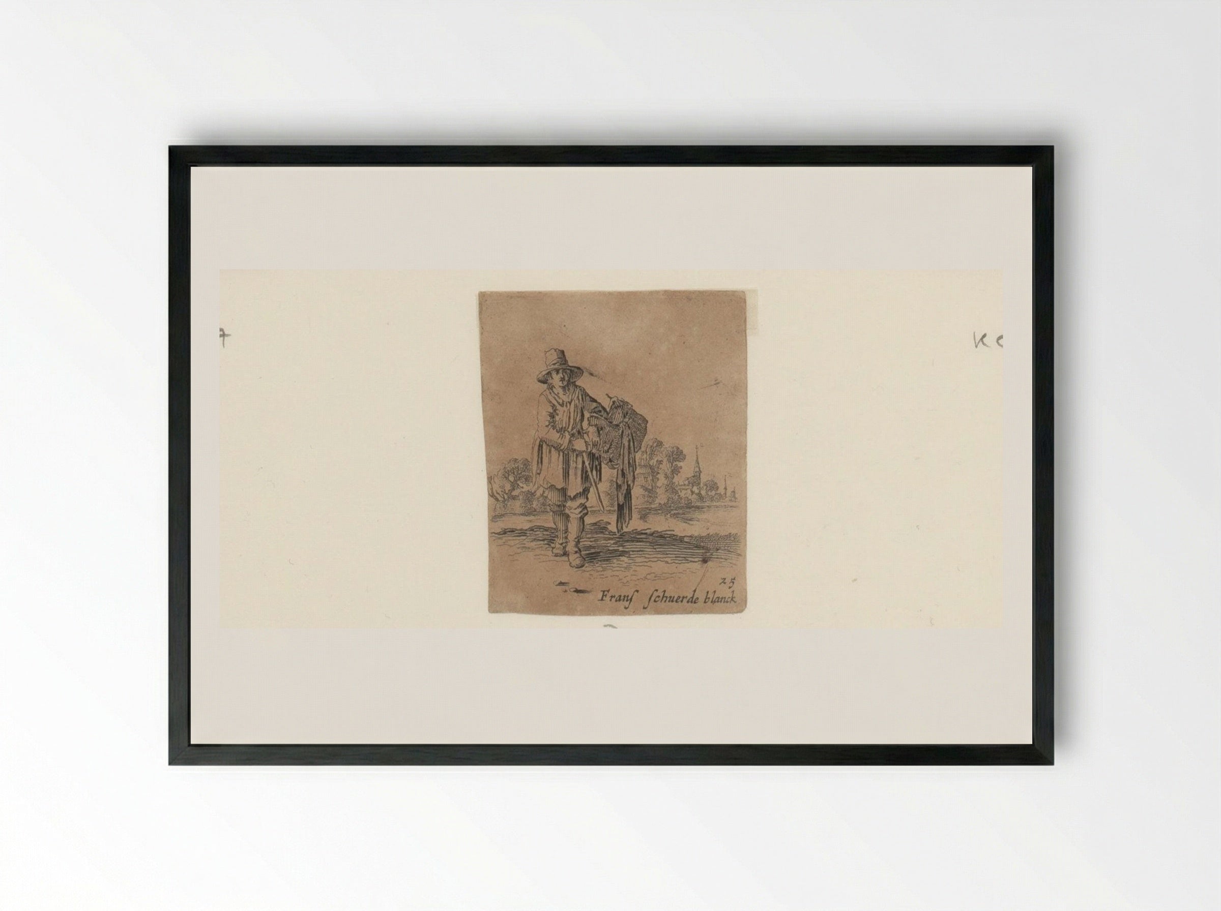 Man bij een rivier - Gillis van Scheyndel (I) - Framed Print Black