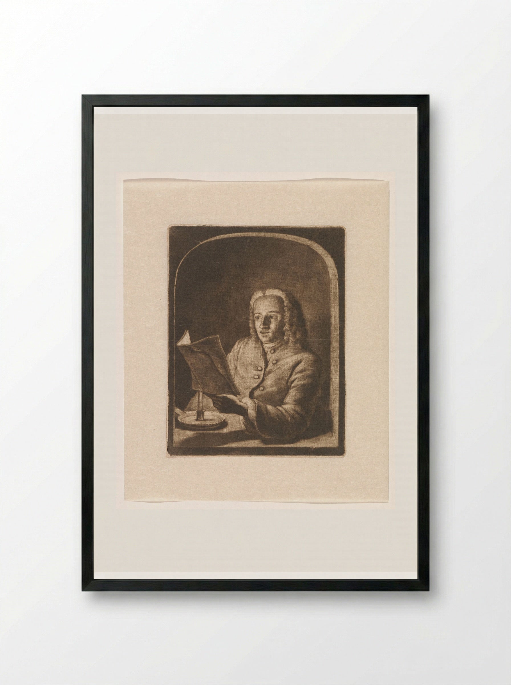Man bij kaarslicht, mogelijk Jan Snellen - Aert Schouman - Framed Print Black
