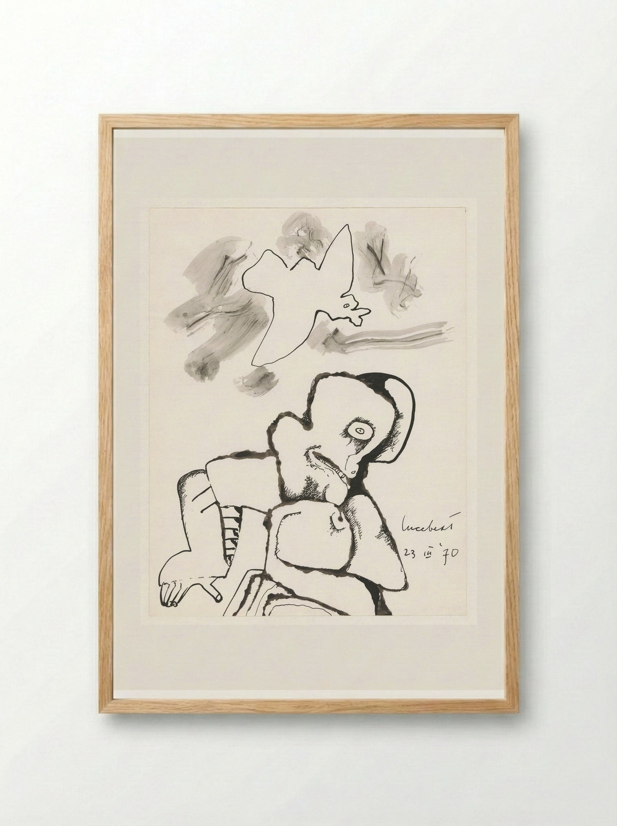 Man en vogel - Lucebert - Framed Print Wood