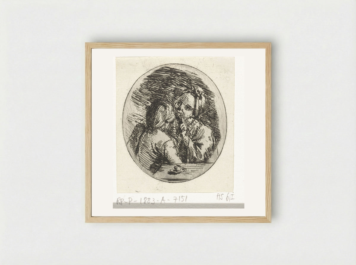 Man en vrouw in gesprek - Louis Bernard Coclers - Framed Print Wood