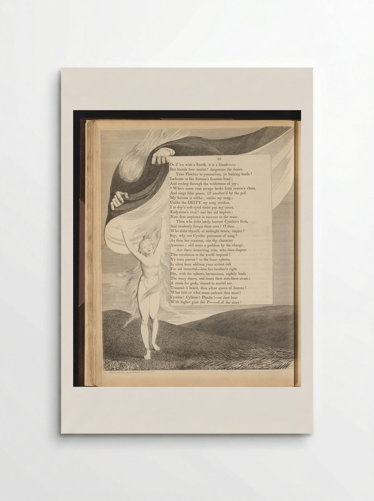 Man holding a mantle over a naked woman - William Blake - Poster
