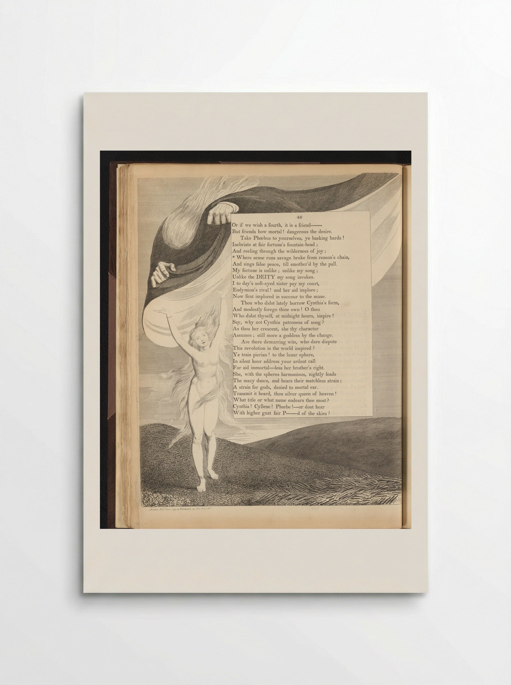 Man holding a mantle over a naked woman - William Blake - Poster