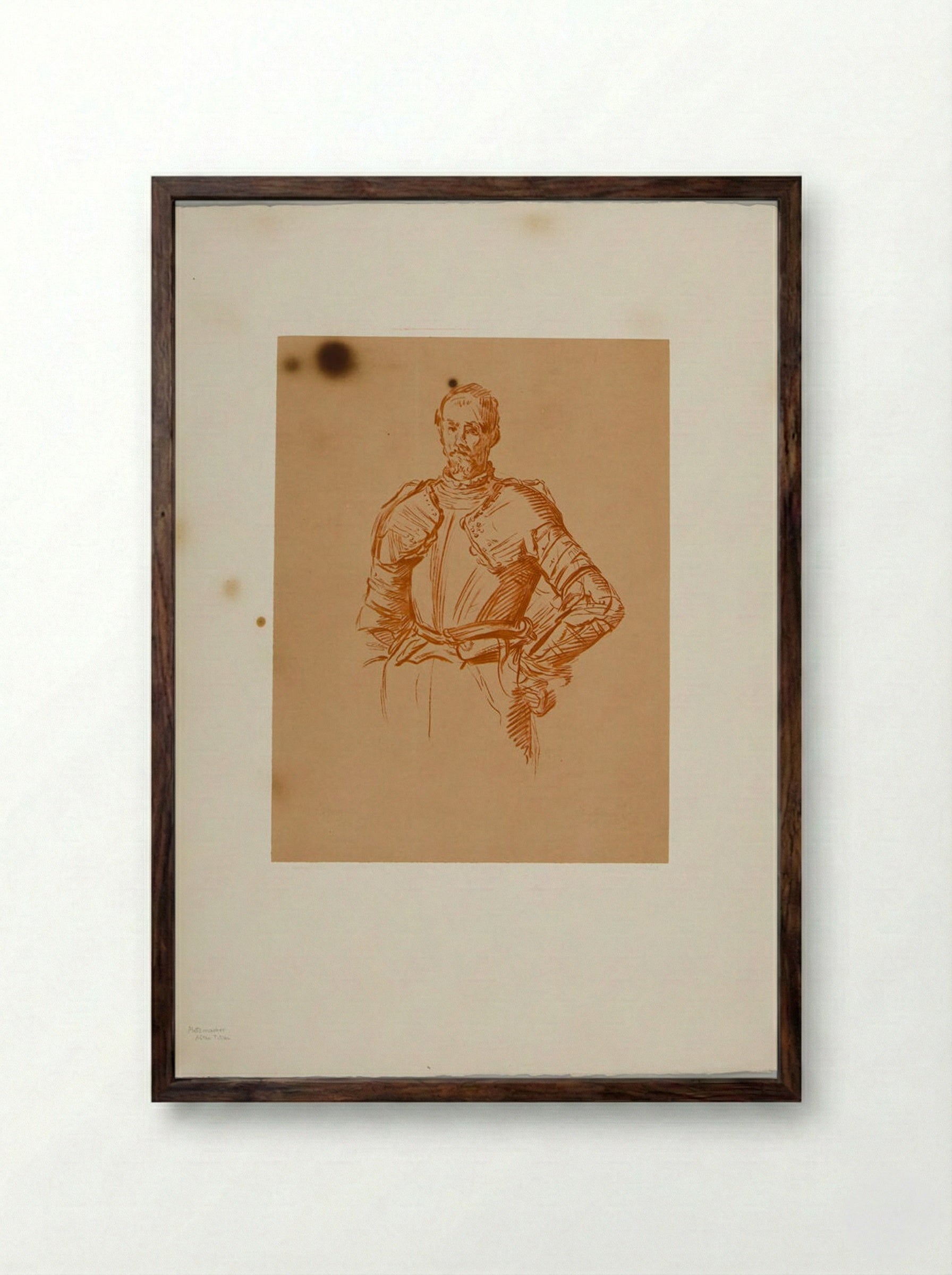 Man in Armor (After Titian) - Pierre Guillaume Metzmacher - Framed Print Dark Wood