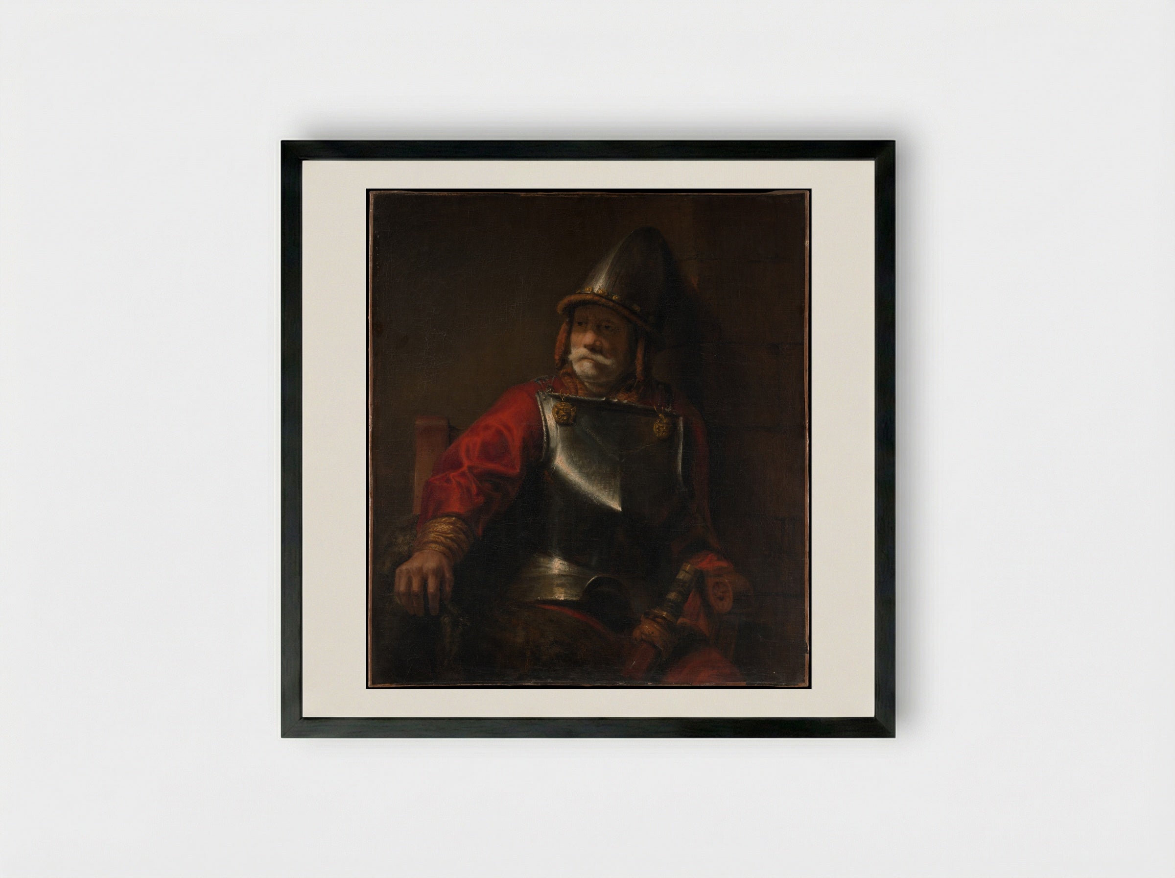 Man in Armor (Mars?) - Rembrandt van Rijn - Framed Print Black