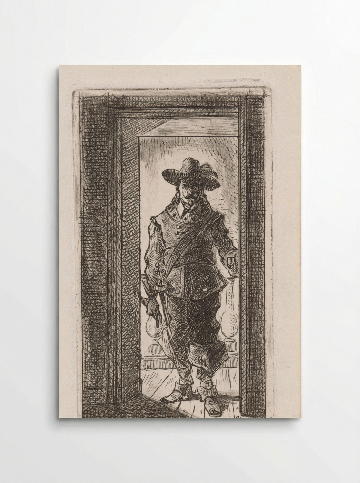 Man in Seventeenth-Century Costume Standing in a Doorway - Jan Gerard Smits - Poster