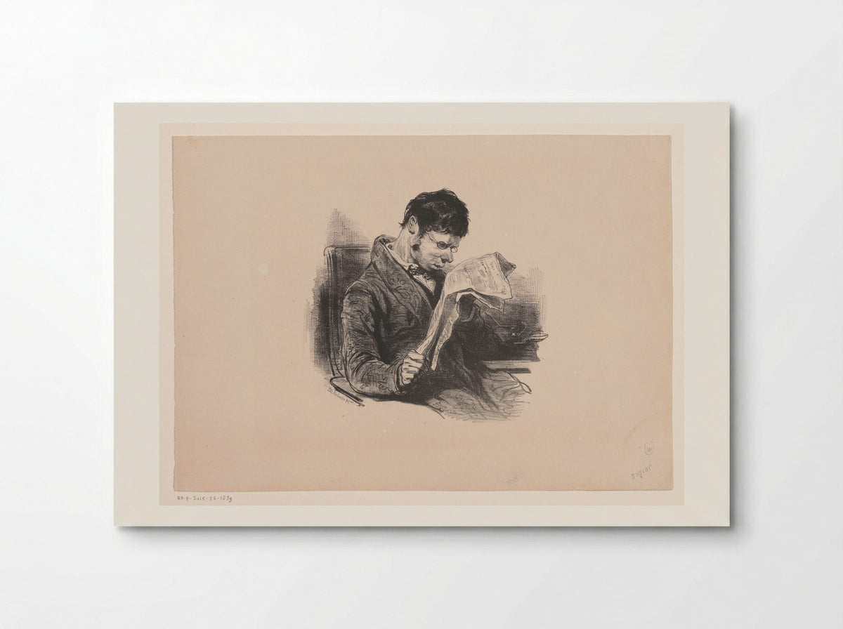 Man in a Dressing Gown, Reading the Newspaper - Paul Gavarni - Poster