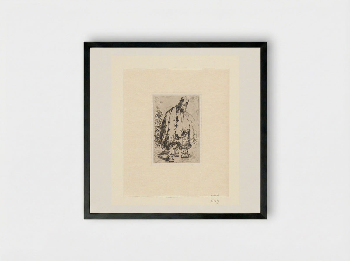 Man in a Large Cloak - Léopold Flameng - Framed Print Black