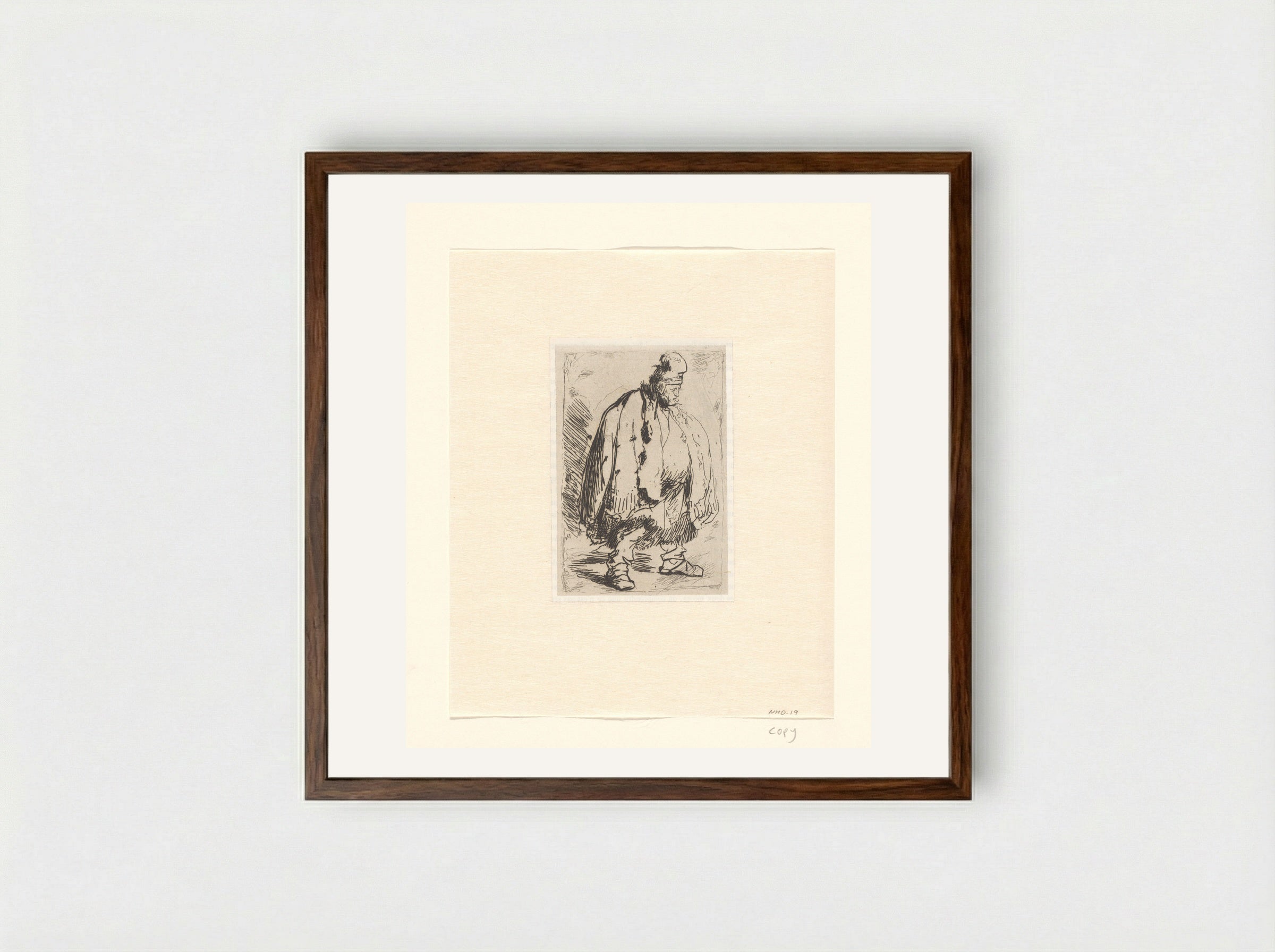 Man in a Large Cloak - Léopold Flameng - Framed Print Dark Wood