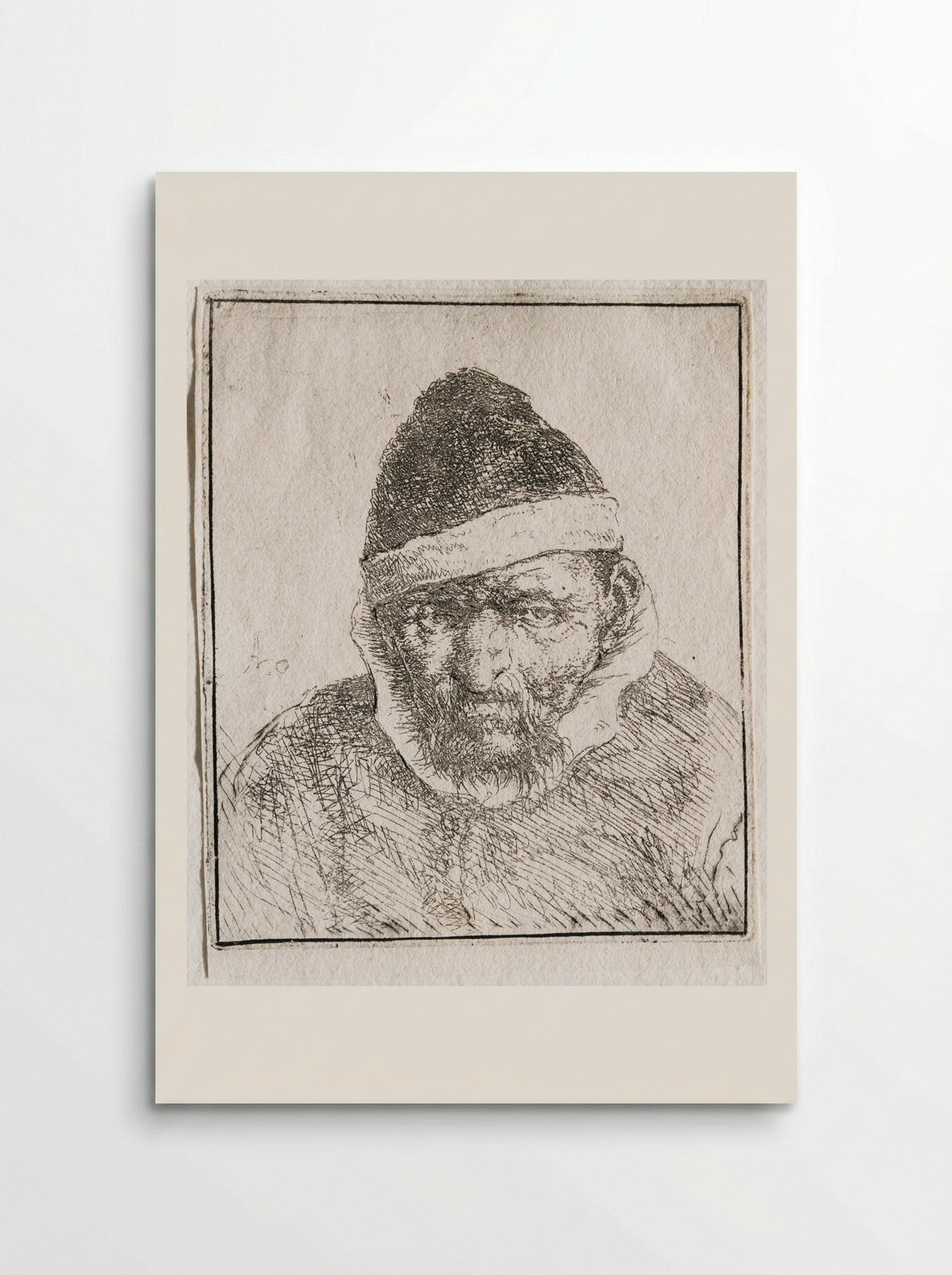 Man in a Pointed Fur Cap - Adriaen van Ostade - Poster
