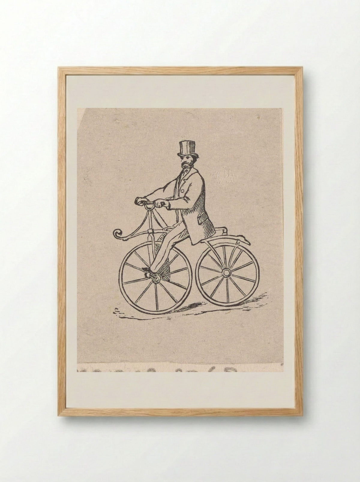 Man in a Top Hat on a Bicycle - Isaac Weissenbruch - Framed Print Wood