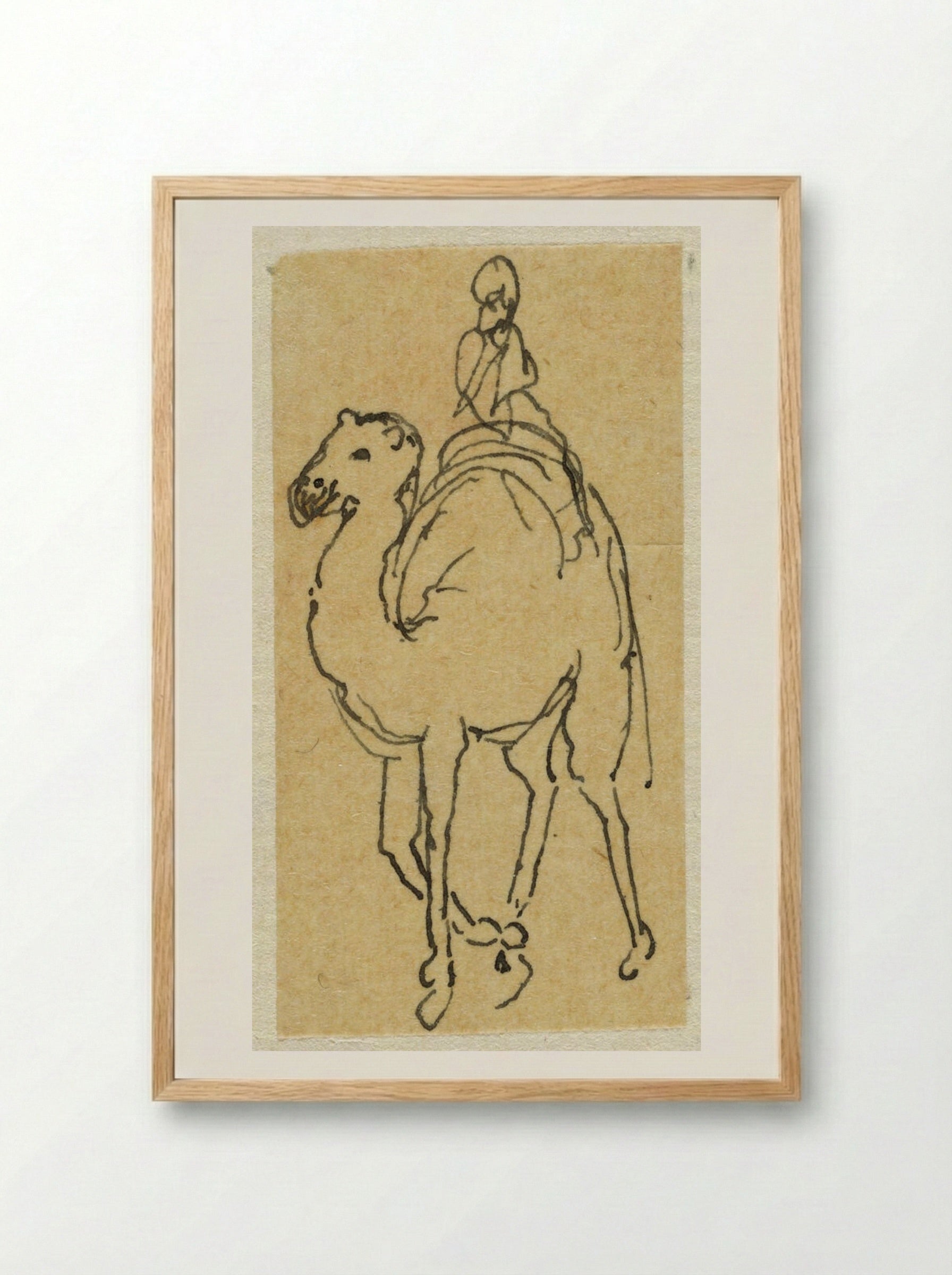 Man in a Turban on a Camel - Rodolphe Bresdin - Framed Print Wood