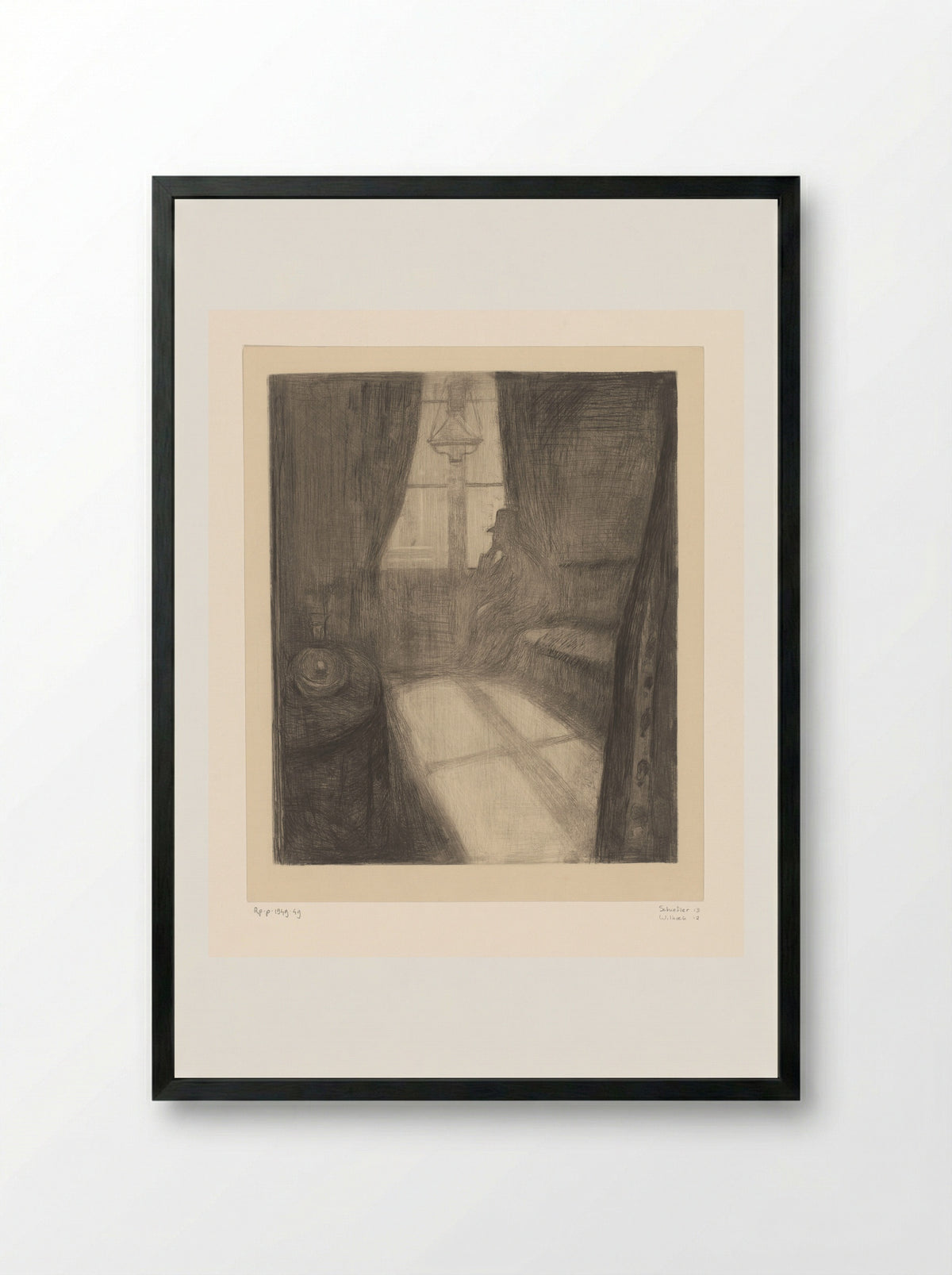 Man in an Interior Sitting by the Window - Edvard Munch - Framed Print Black