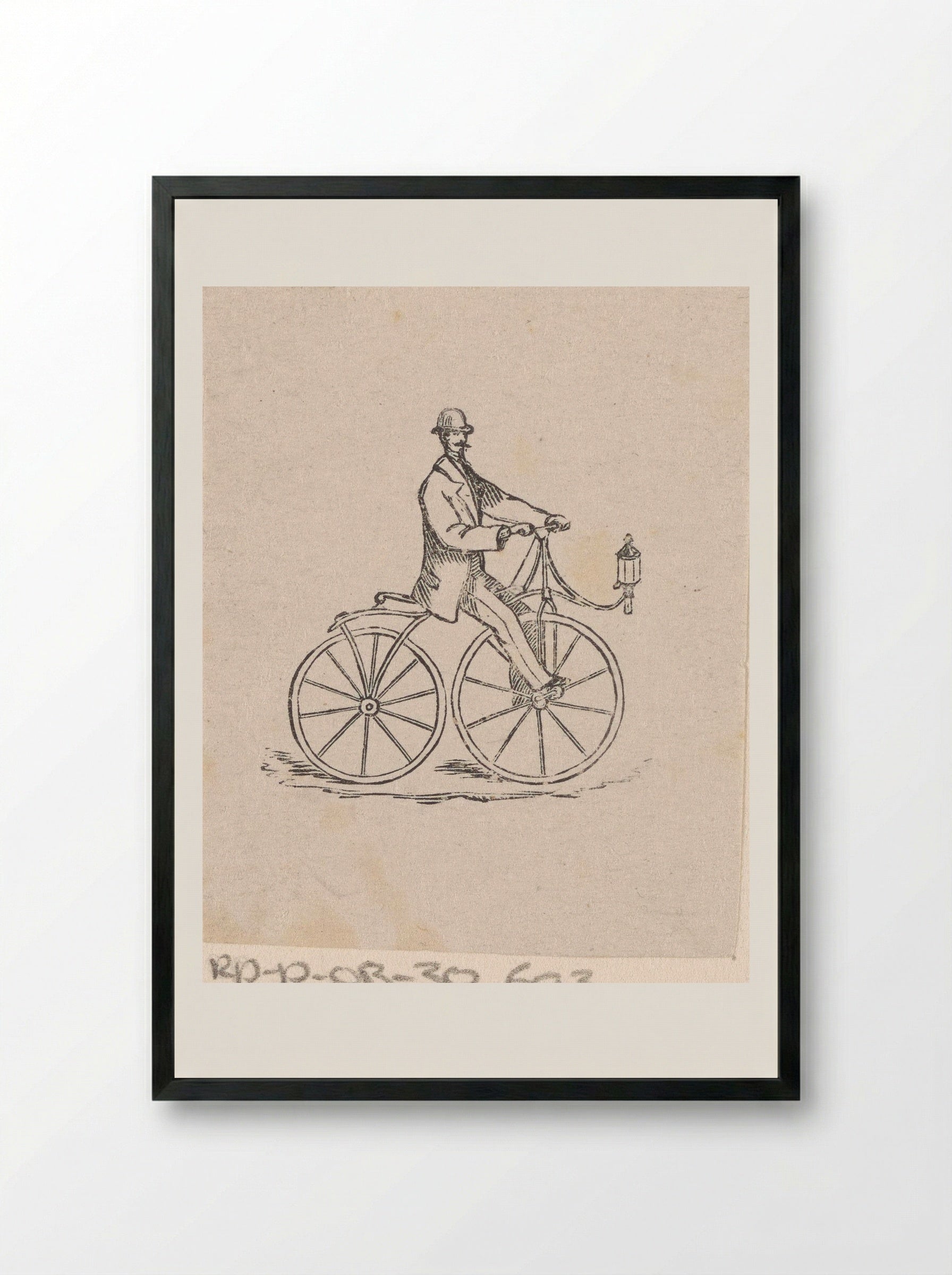 Man met een bolhoed op een fiets - Isaac Weissenbruch - Framed Print Black