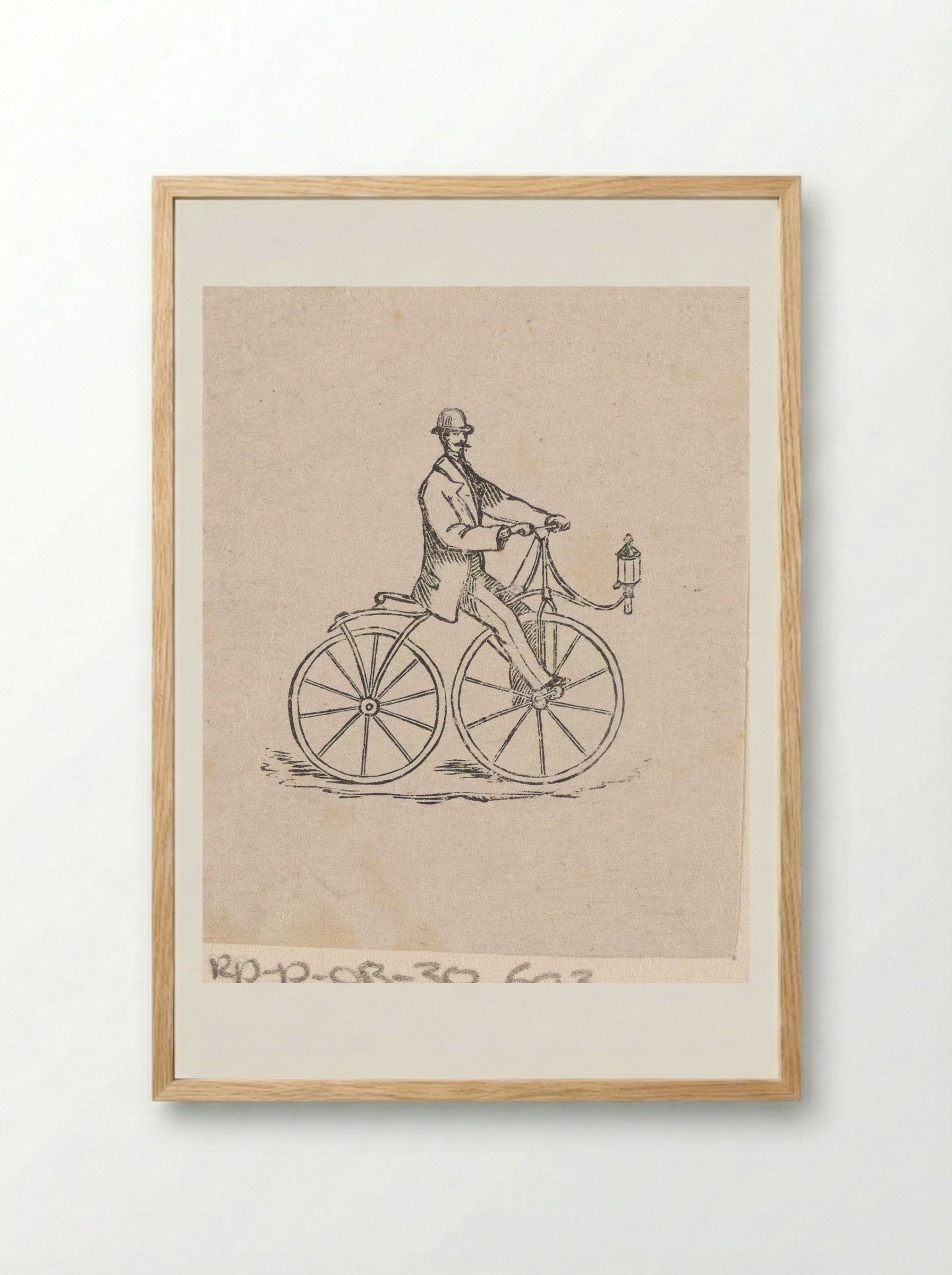 Man met een bolhoed op een fiets - Isaac Weissenbruch - Framed Print Wood