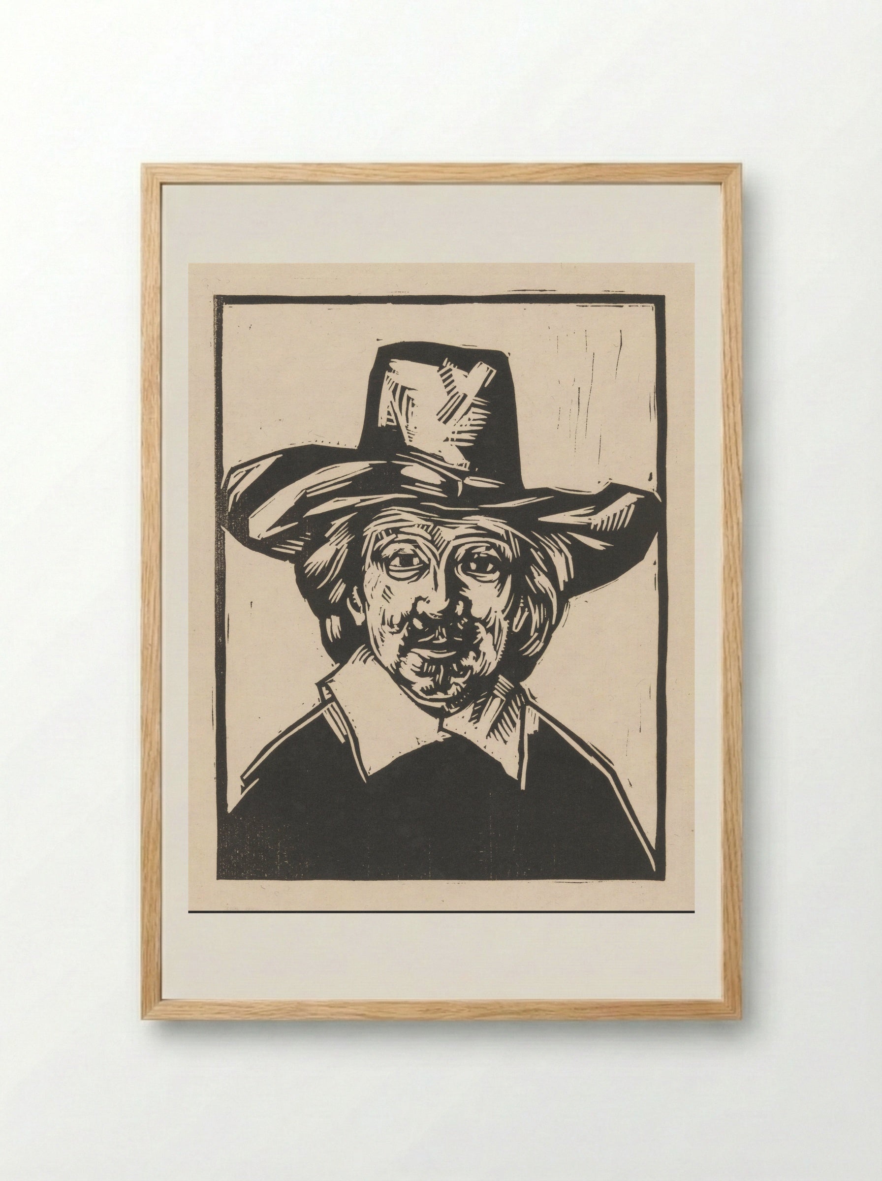 Man met hoed - Henri Jonas - Framed Print Wood