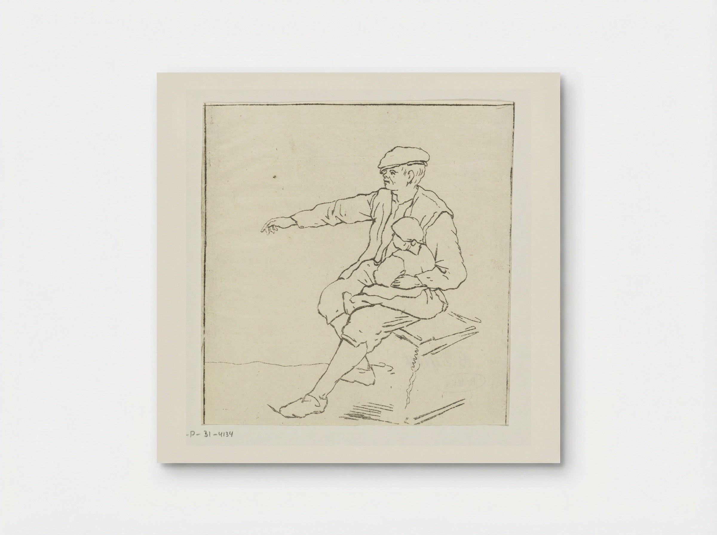 Man met kind - Anthonie van den Bos - Poster
