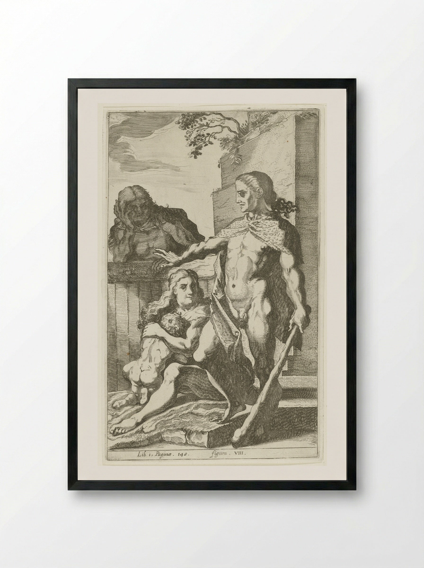 Man met knots (Man with a Club) - Simon Frisius - Framed Print Black