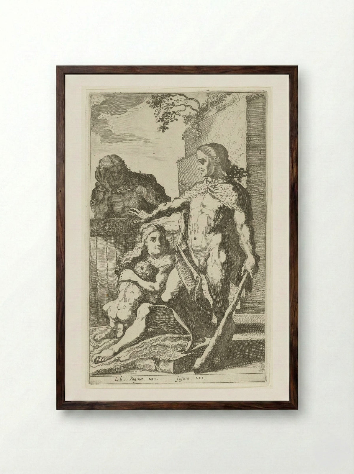 Man met knots (Man with a Club) - Simon Frisius - Framed Print Dark Wood