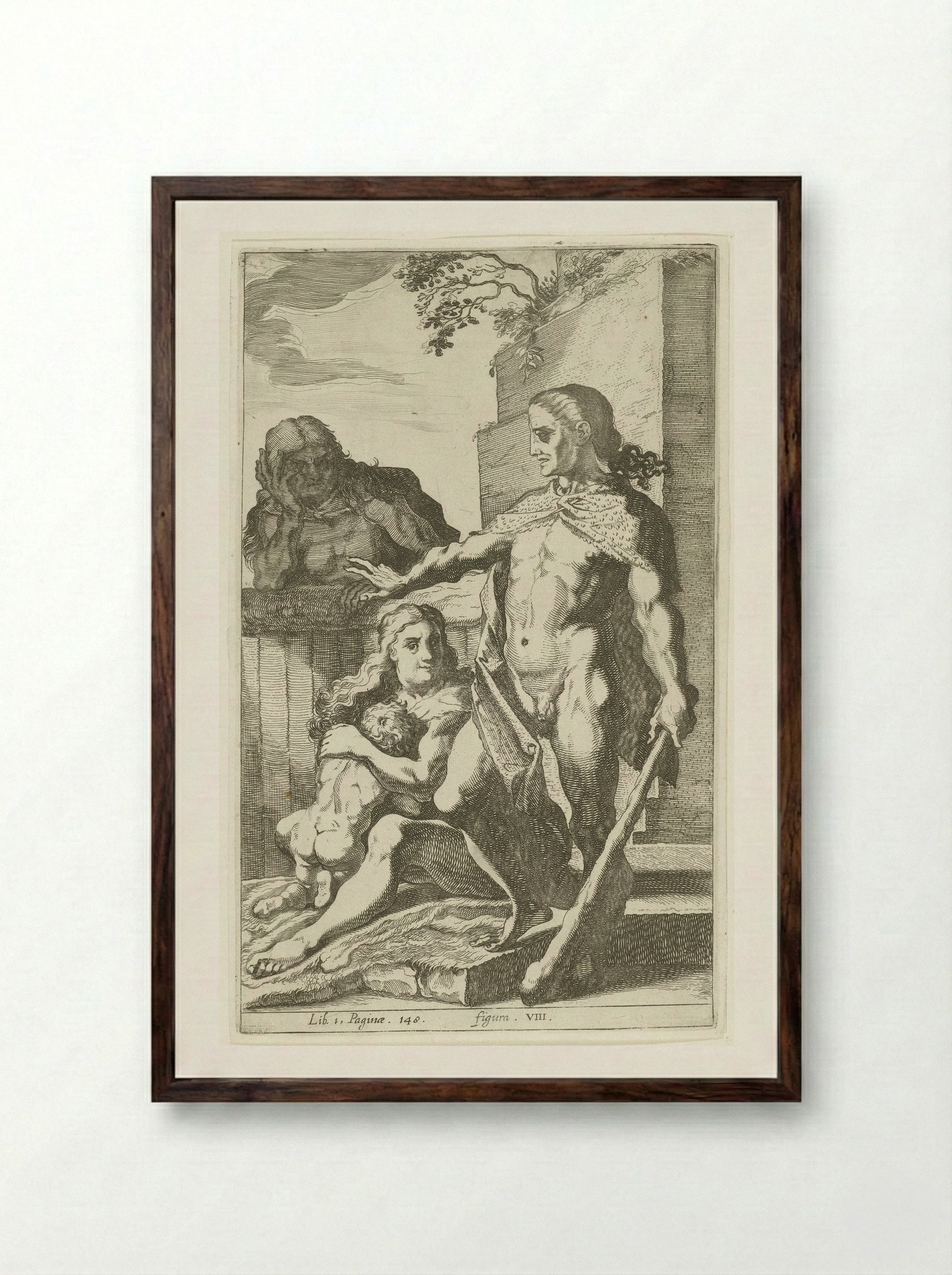 Man met knots (Man with a Club) - Simon Frisius - Framed Print Dark Wood