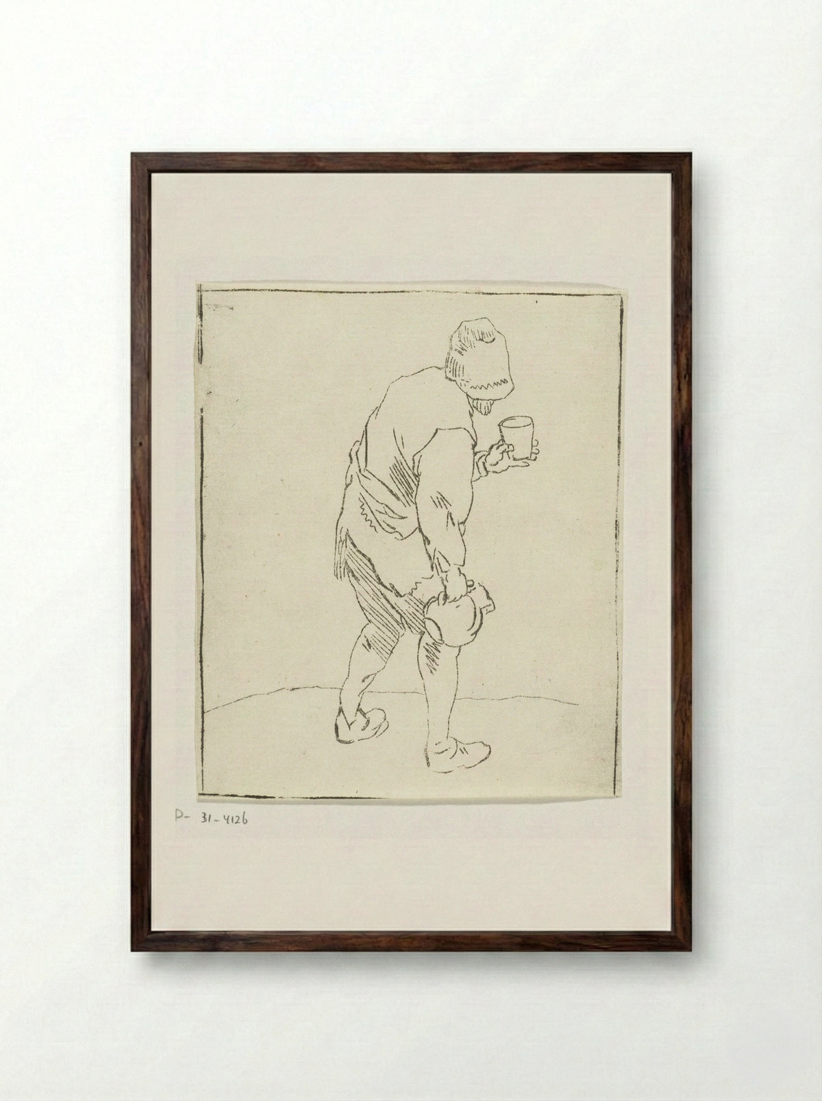 Man met kruik en glas - Anthonie van den Bos - Framed Print Dark Wood