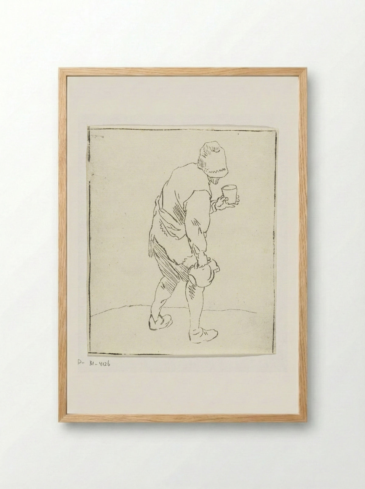 Man met kruik en glas - Anthonie van den Bos - Framed Print Wood