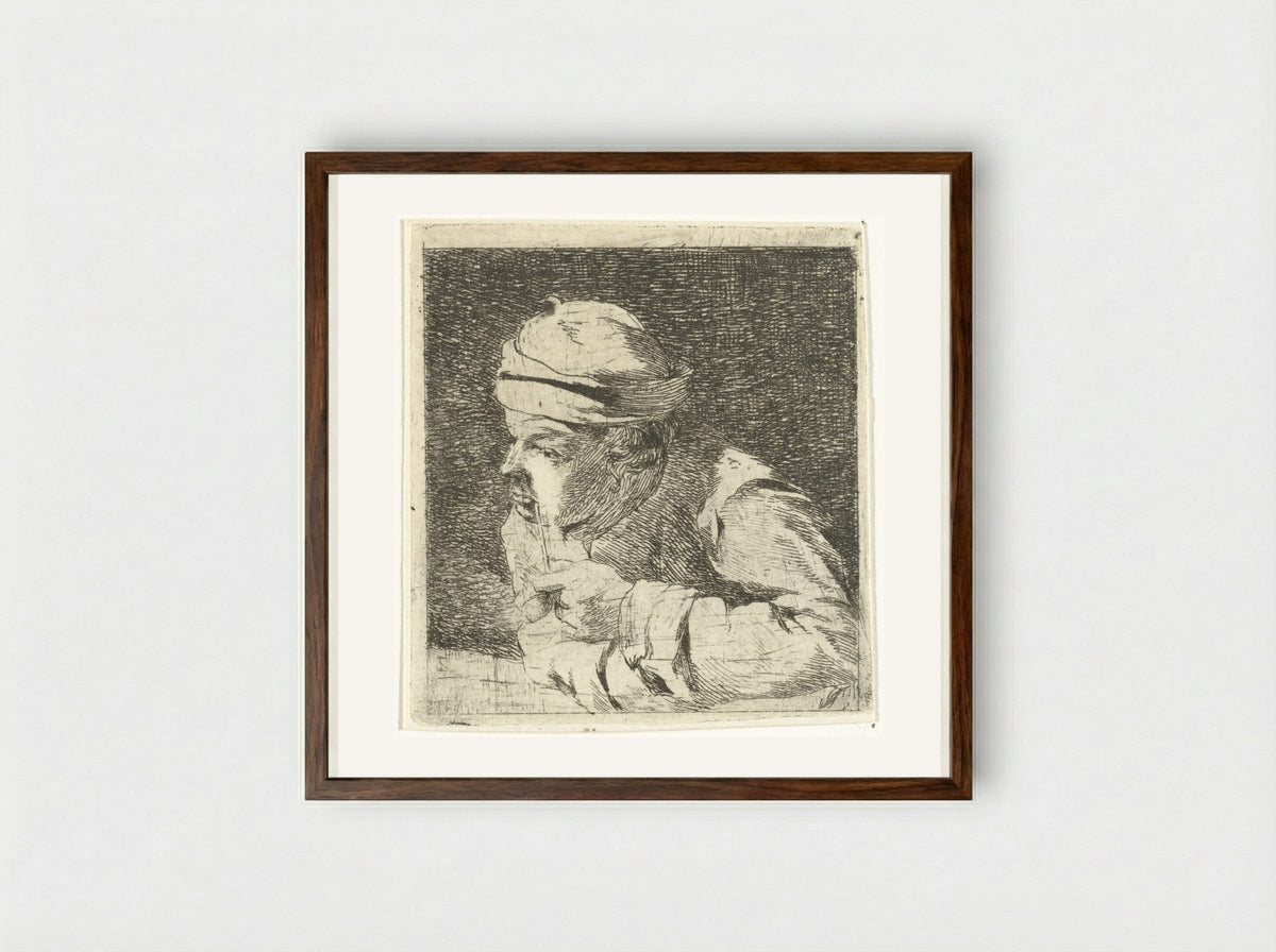 Man met pijp - Hermanus van Brussel - Framed Print Dark Wood