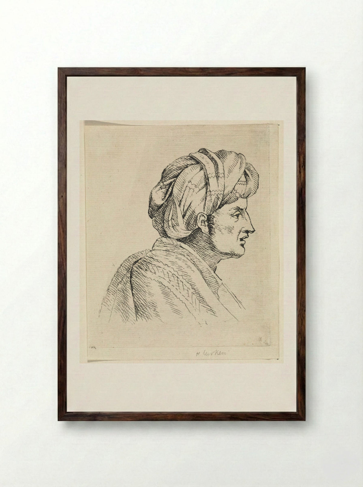 Man met tulband - Henricus Turken - Framed Print Dark Wood