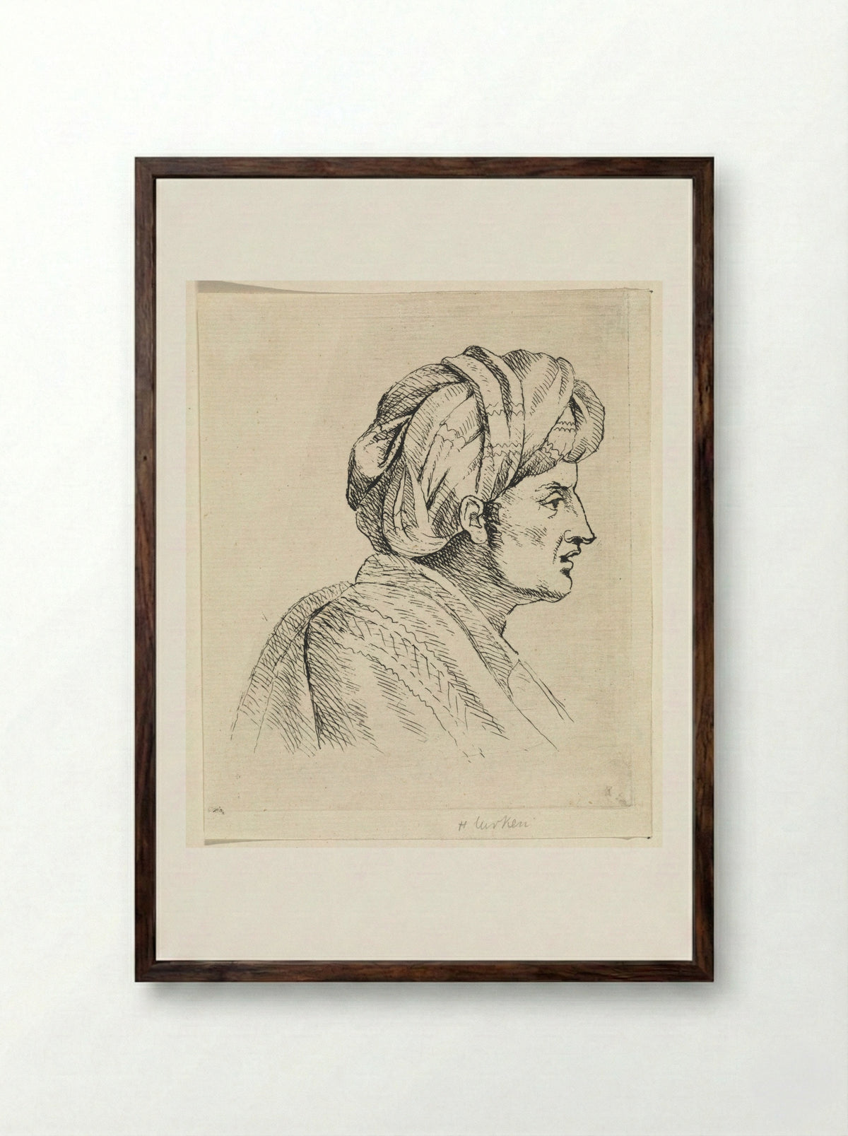 Man met tulband - Henricus Turken - Framed Print Dark Wood