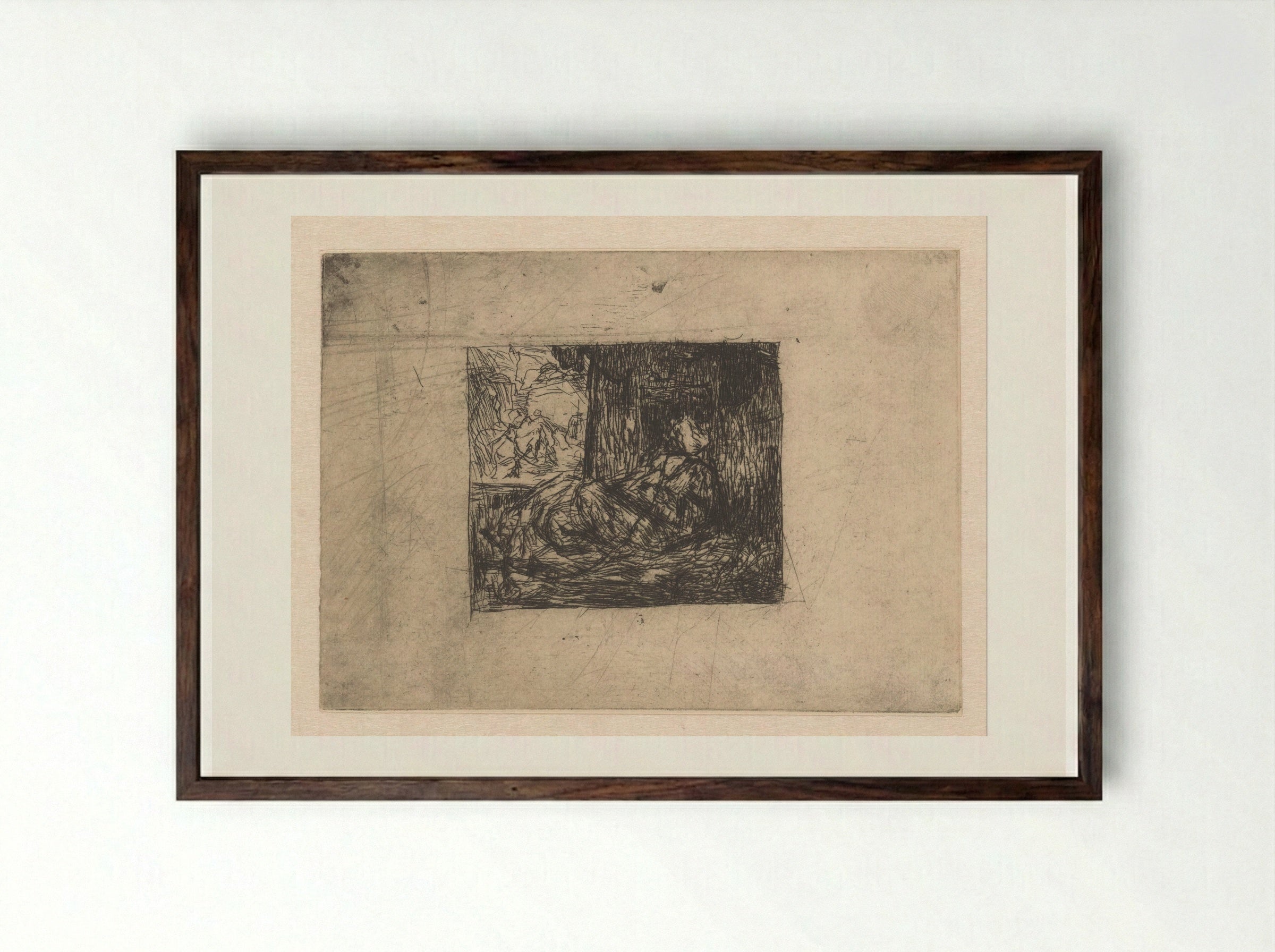 Man met waterpijp - Marius Bauer - Framed Print Dark Wood