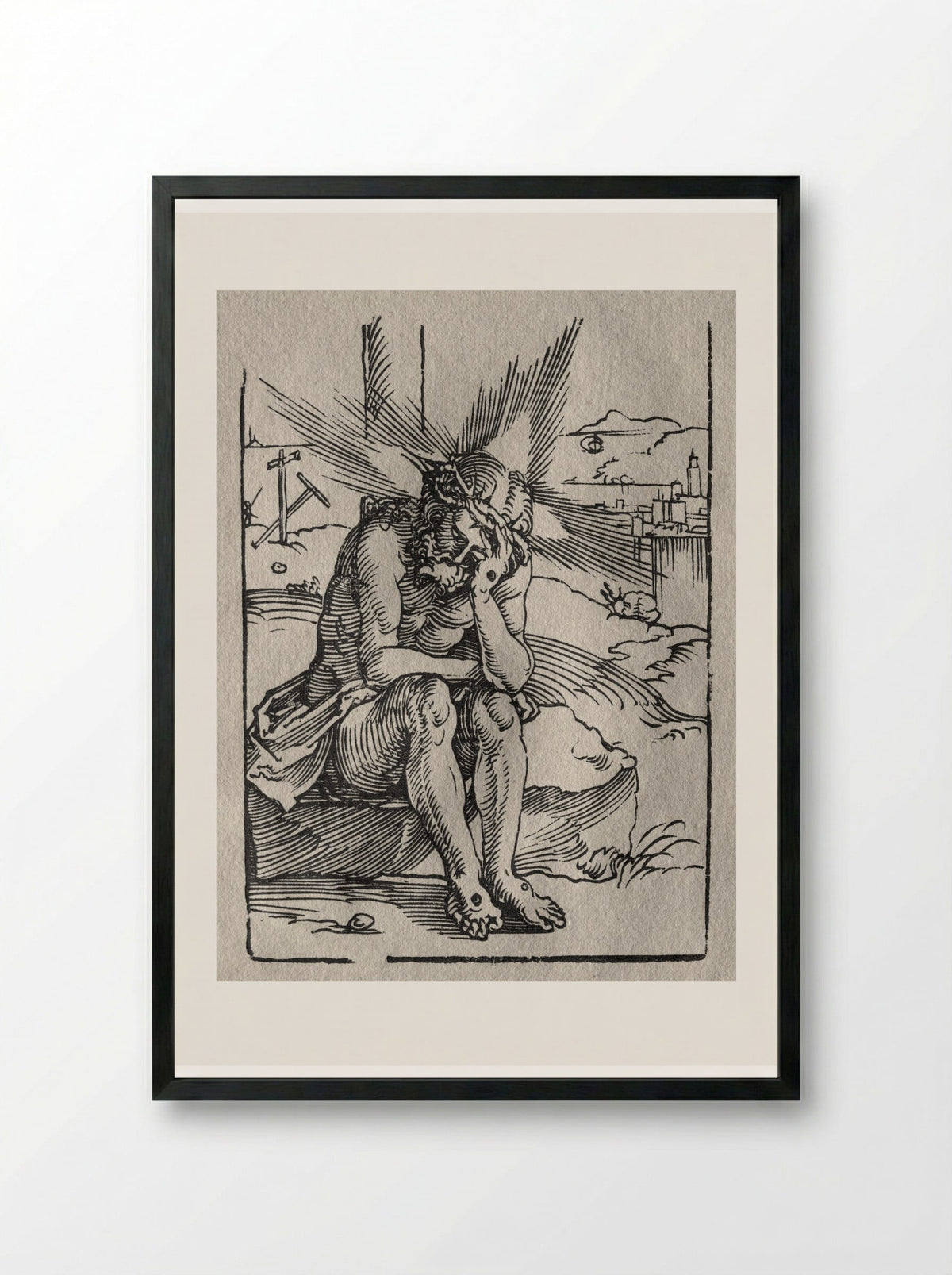 Man of Sorrows - Sebald Beham - Framed Print Black