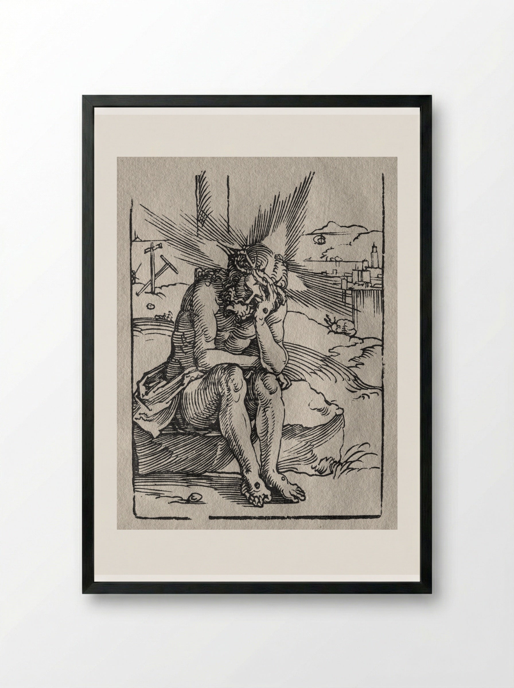 Man of Sorrows - Sebald Beham - Framed Print Black