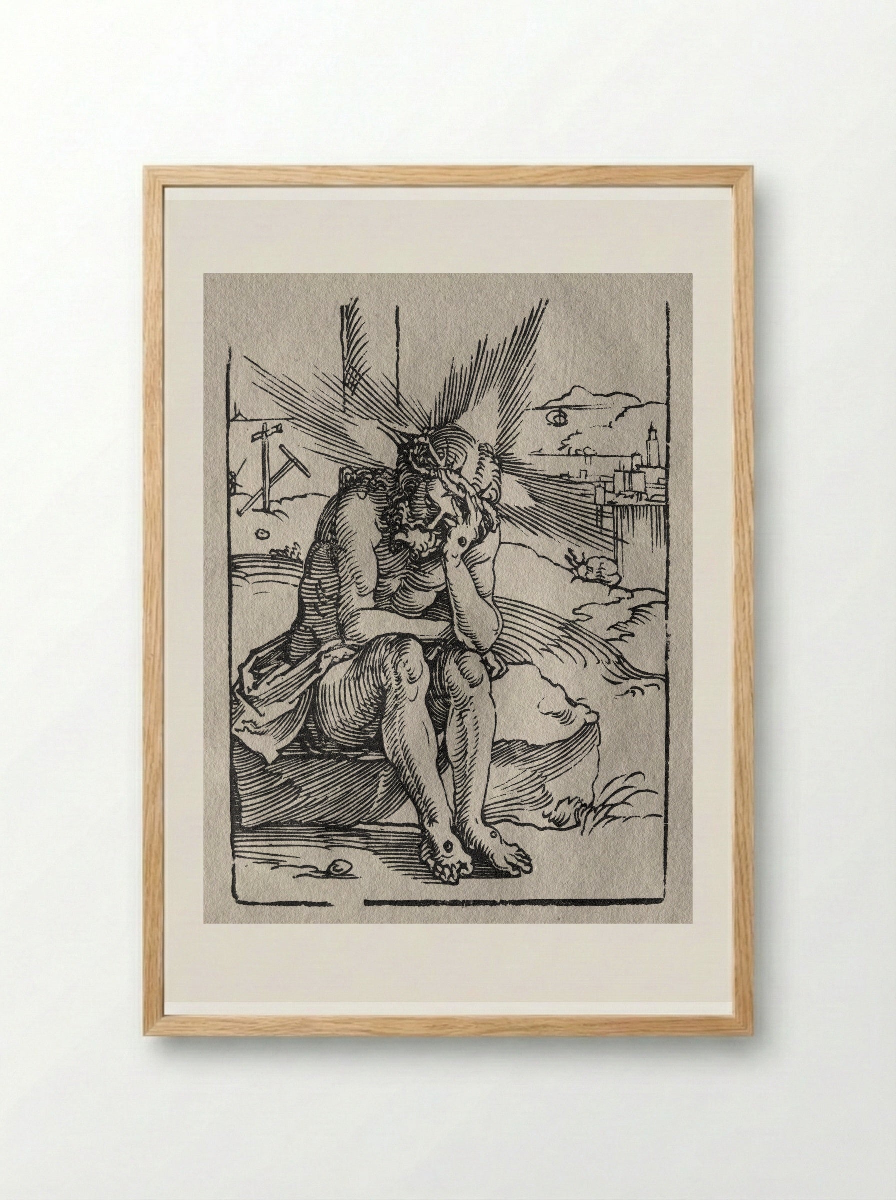 Man of Sorrows - Sebald Beham - Framed Print Wood