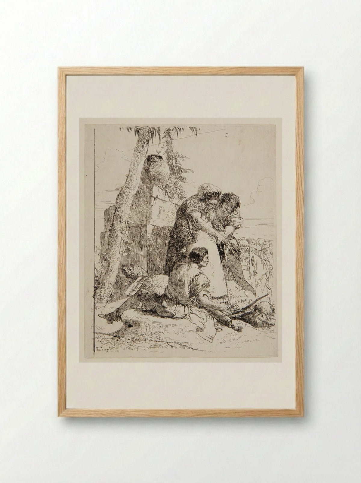 Man's Head on Pyre - Giovanni Battista Tiepolo - Framed Print Wood